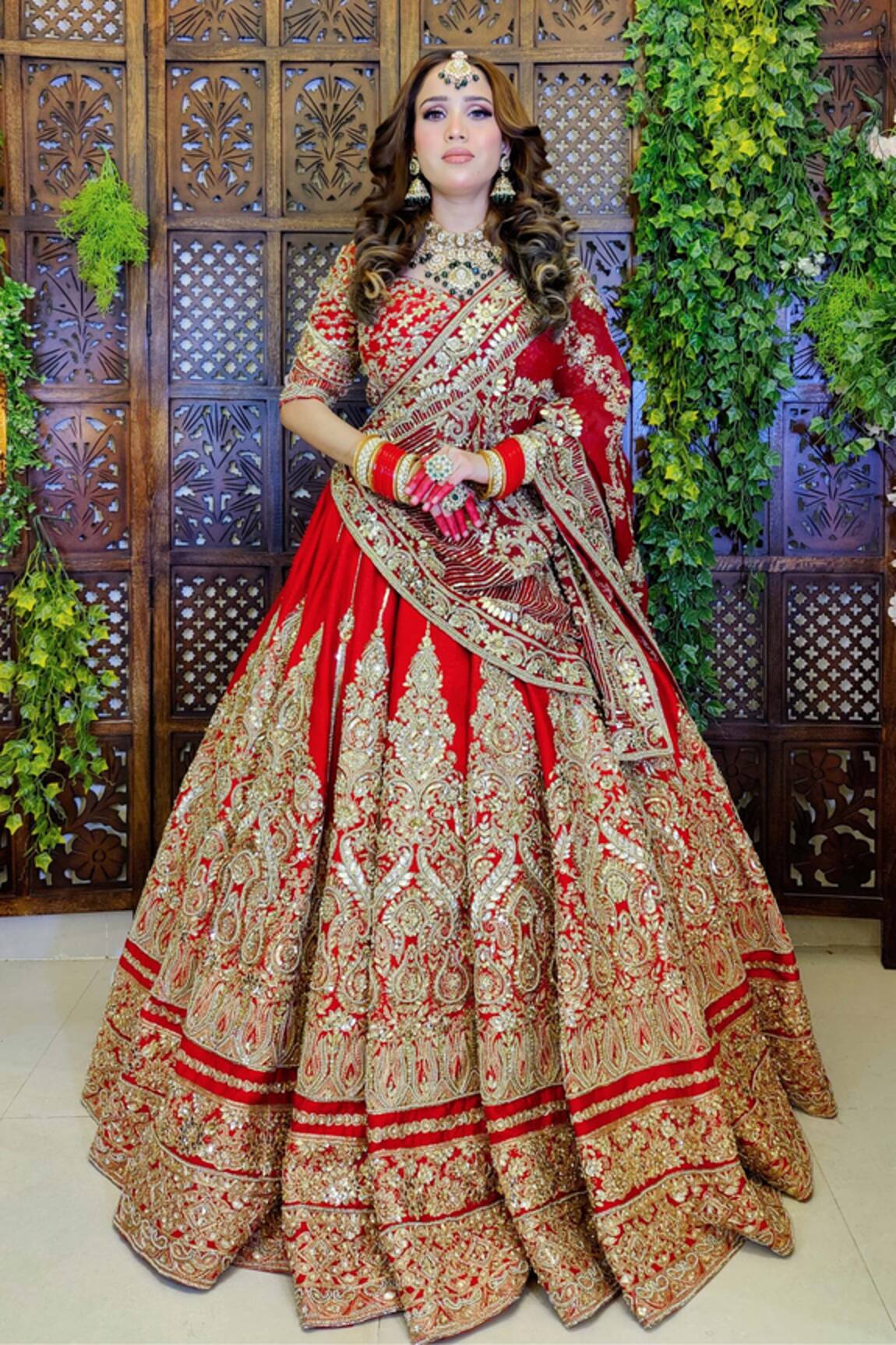 Amaltas Couture Scarlet Red Bridal Lehenga Set 