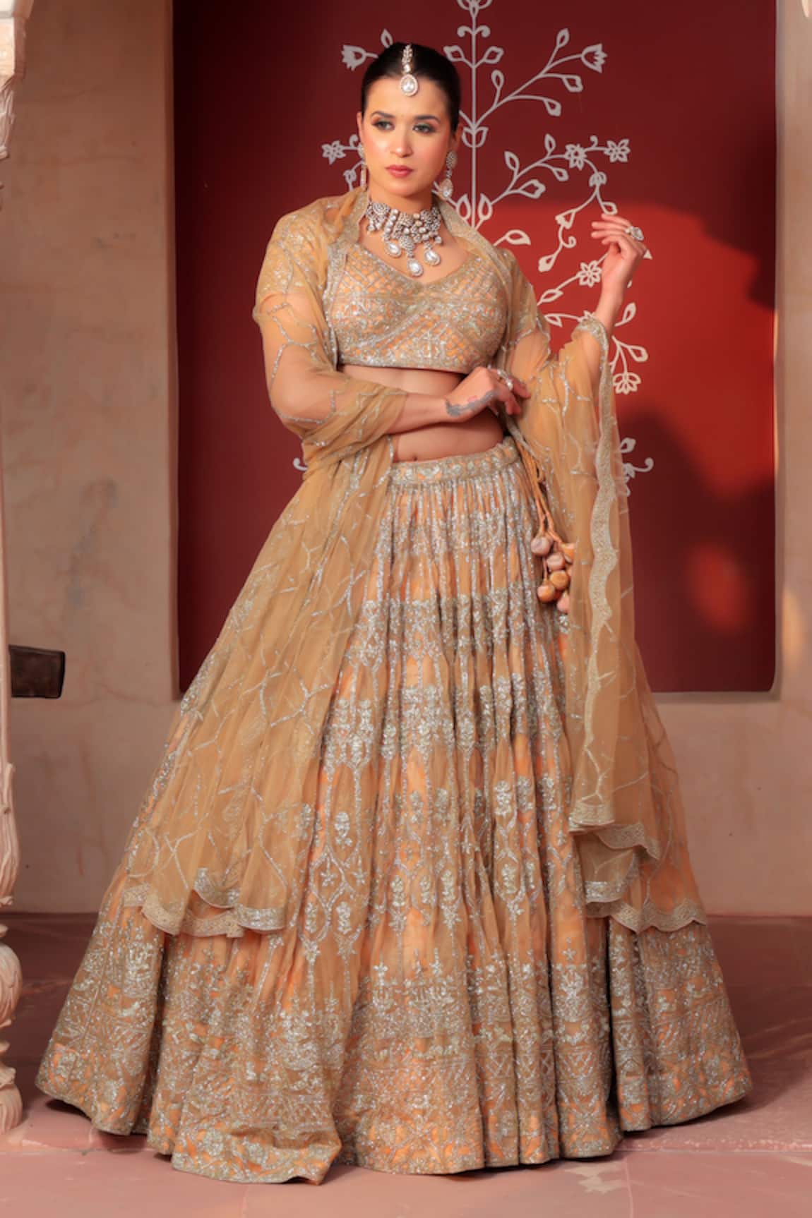 Amaltas Couture Gold Embroidered Bridal Lehenga Set 