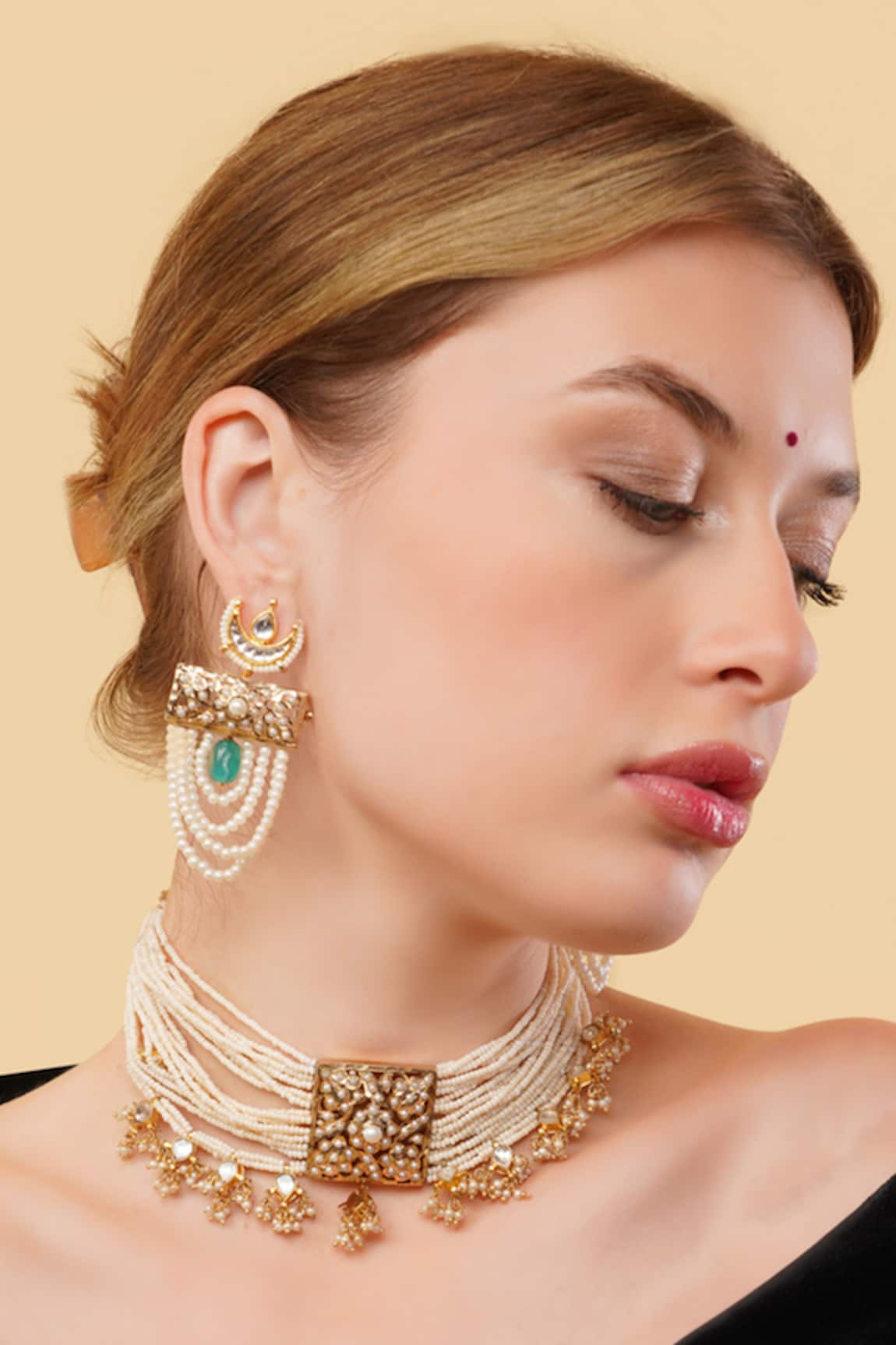 Dugran By Dugristyle Zamrud Gold-Plated Drop Earrings 