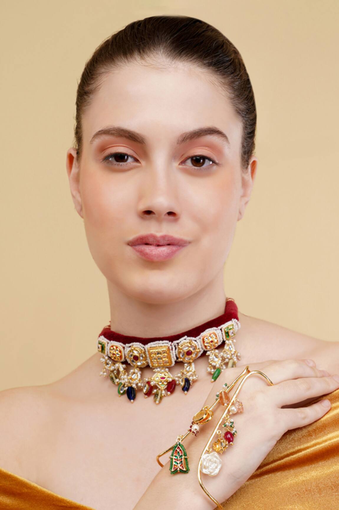 Dugran By Dugristyle Naghma-e-Surkh Gold-Plated Choker Necklace 