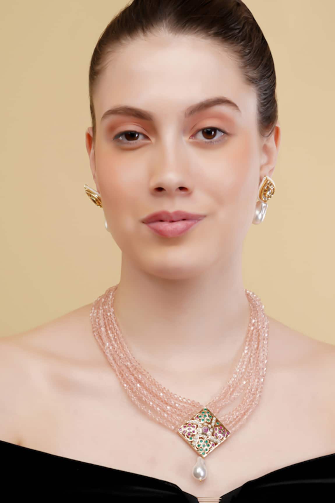 Dugran By Dugristyle Gold-Plated Multi Strand Pendant Necklace 