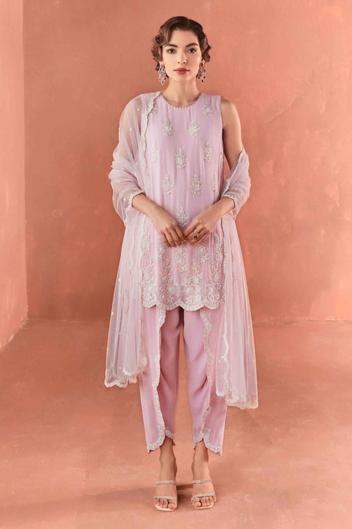 Summer by Priyanka Gupta Pink Georgette A-line Kurta Set 