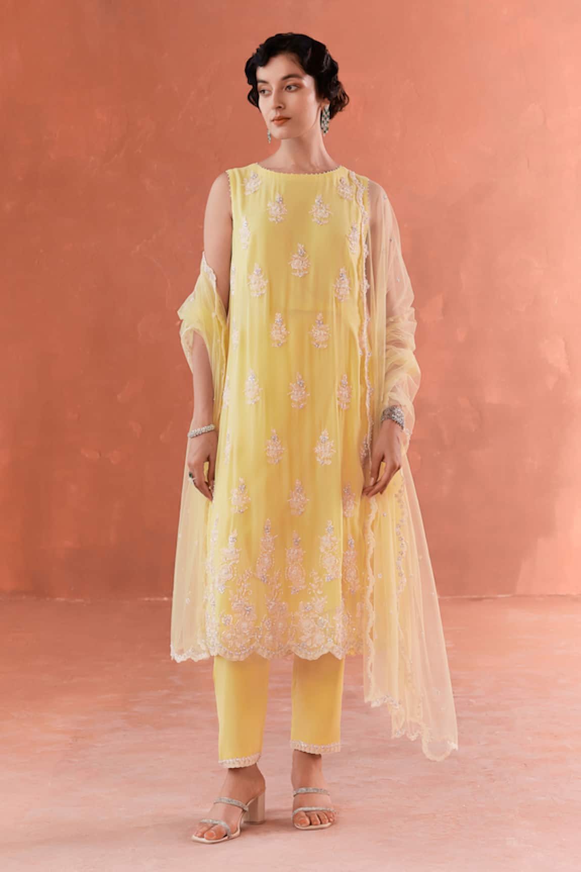 Summer by Priyanka Gupta Yellow A-line Long Kurta Set 