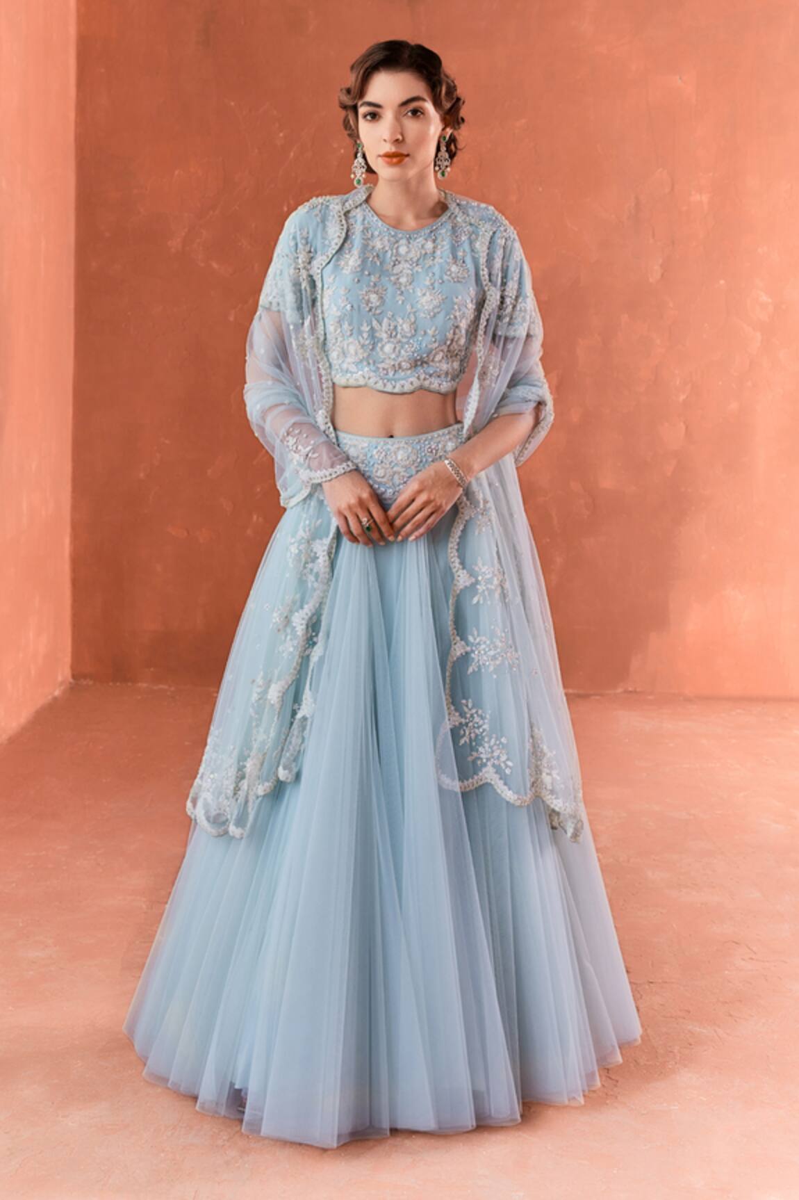 Summer by Priyanka Gupta Citrus Blue Amaria Lehenga Set 