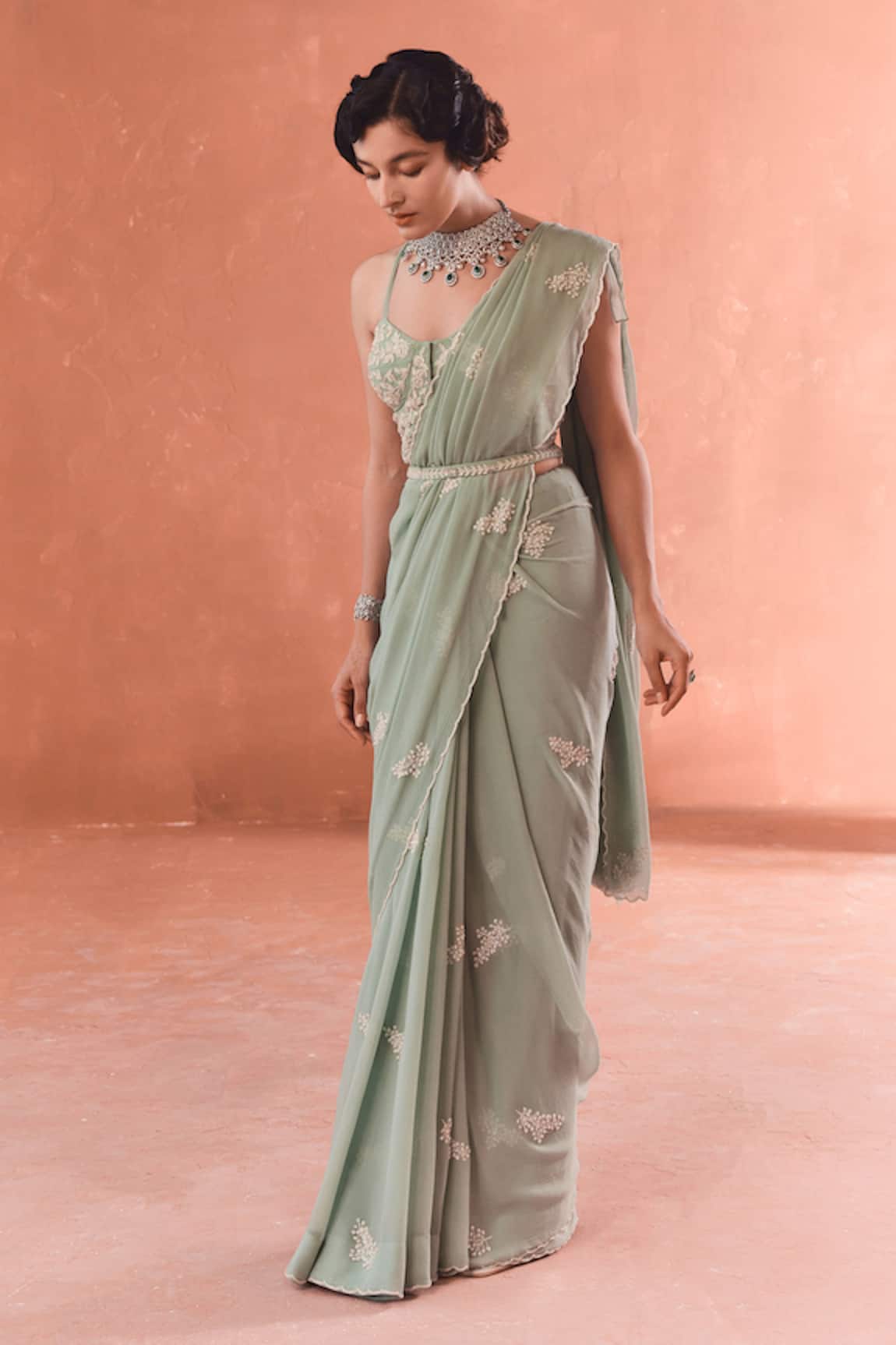 Summer by Priyanka Gupta Dandelion Chiffon Saree & Georgette Blouse 