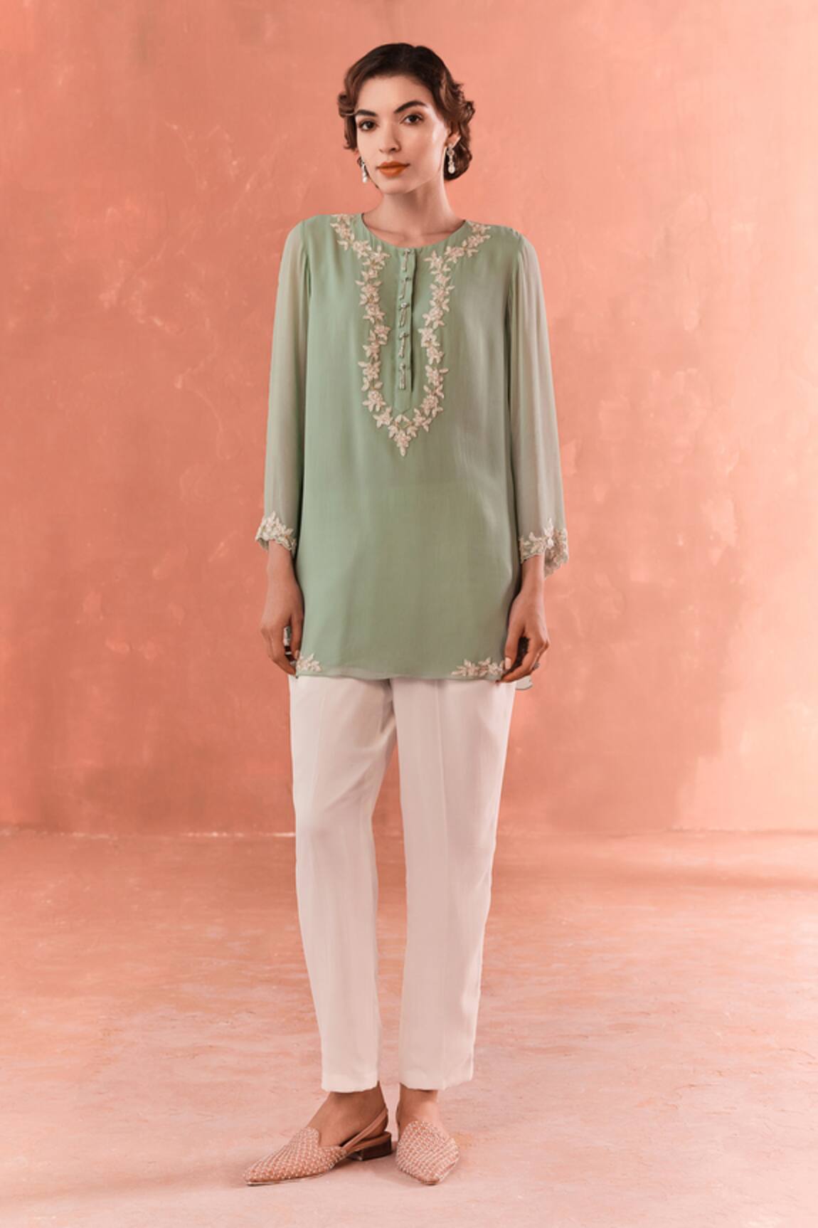 Summer by Priyanka Gupta Adena Green Georgette Tunic 