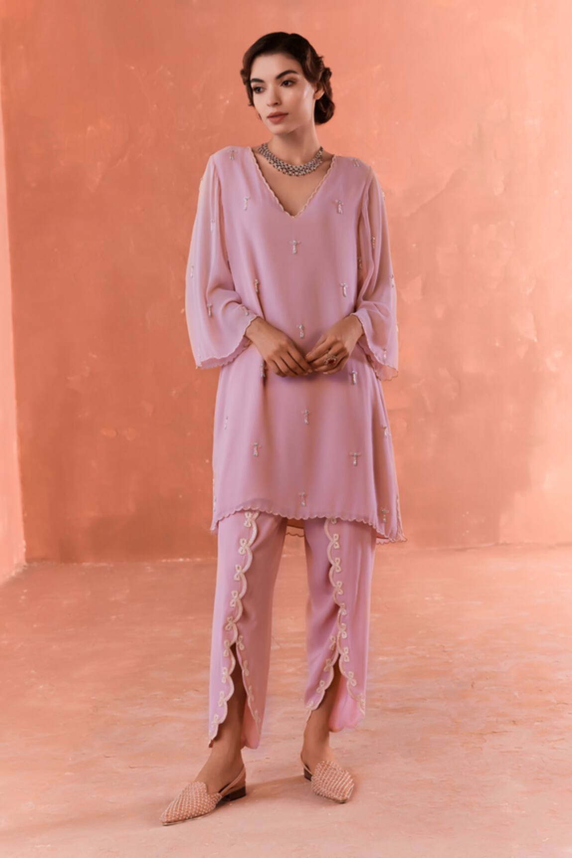 Summer by Priyanka Gupta Pink Bow Co-ord Kurta Set 