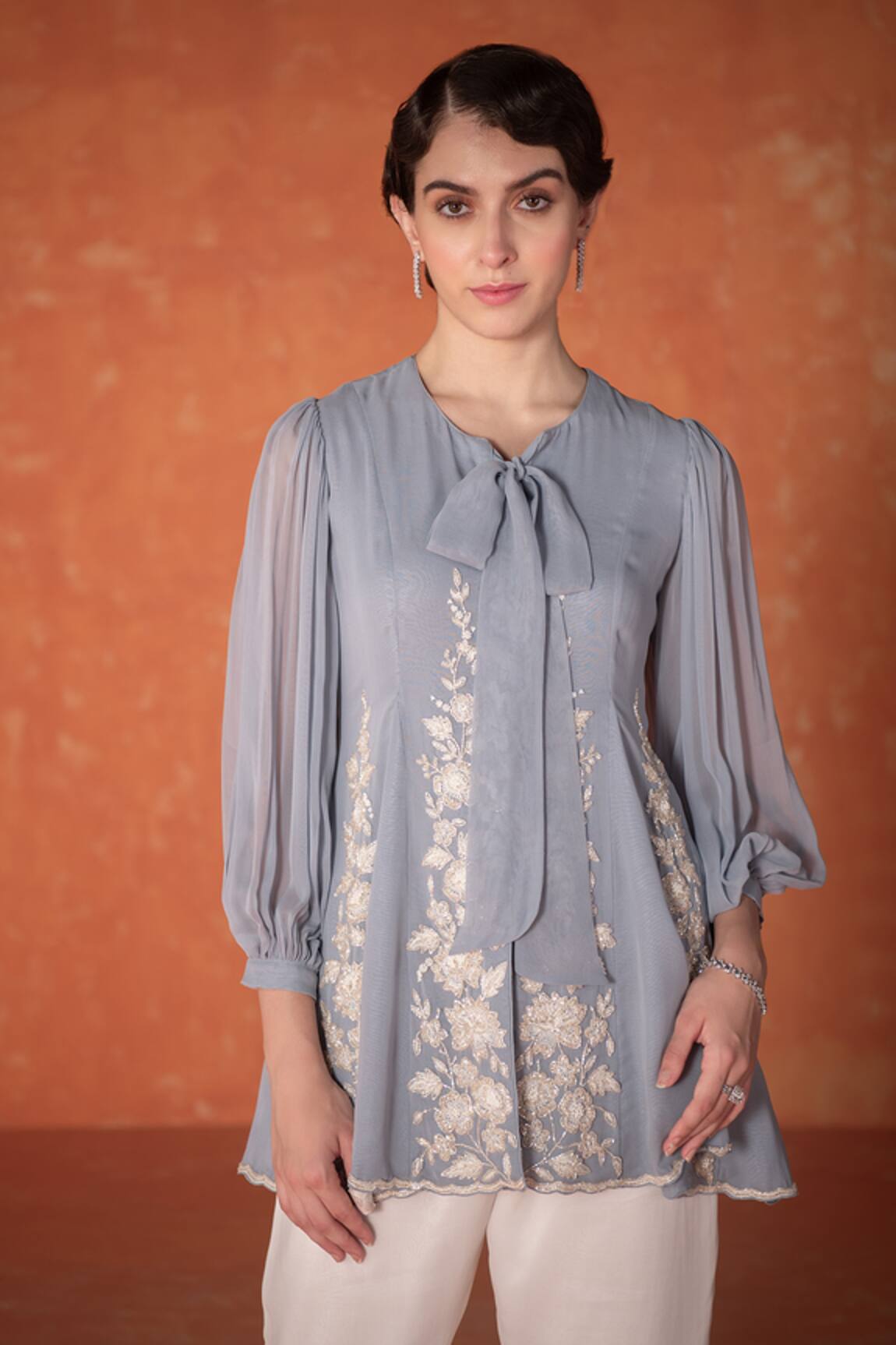 Summer by Priyanka Gupta Stone Blue Godet Tunic 