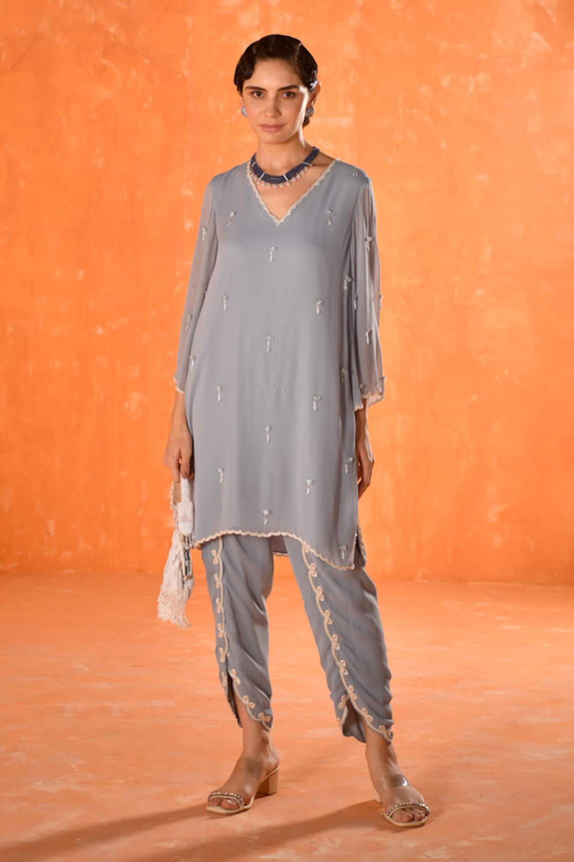 Summer by Priyanka Gupta Stone Blue Bow Co-ord Set 