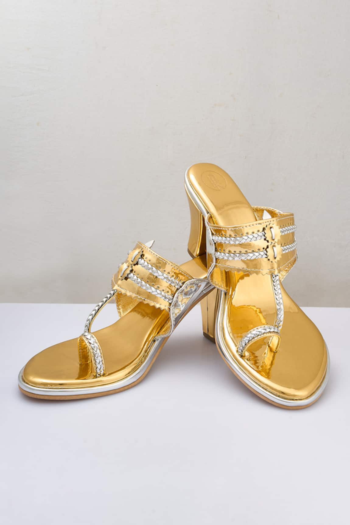 PREET KAUR Two Toned Braided Strap Heels 
