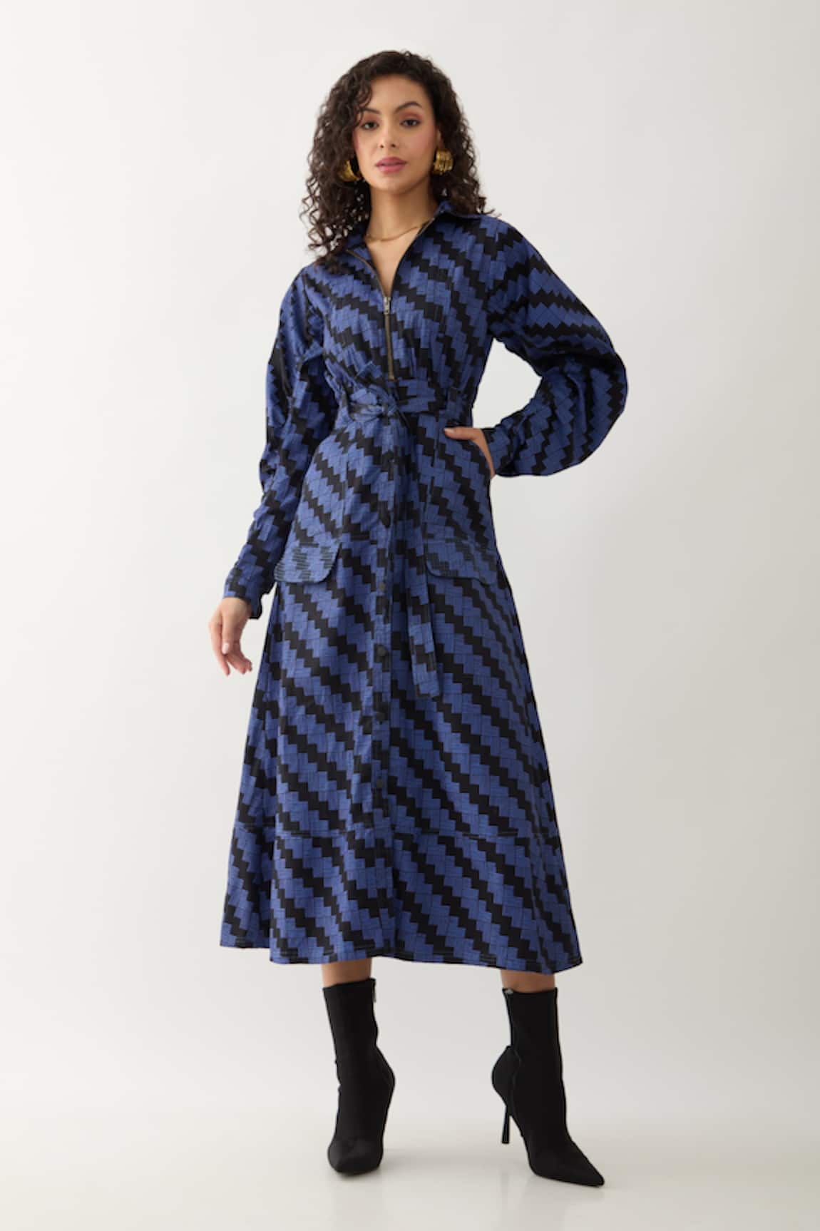 Son of A Noble Snob Anika Midi Dress with Pathway Print 