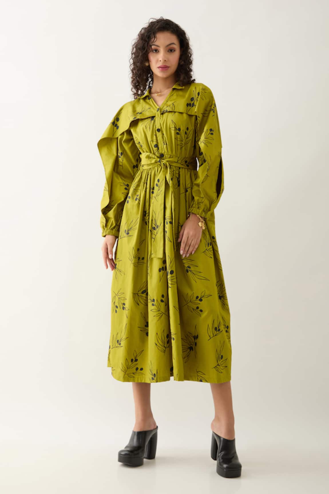 Son of A Noble Snob Leaf Green Aston Midi Dress 