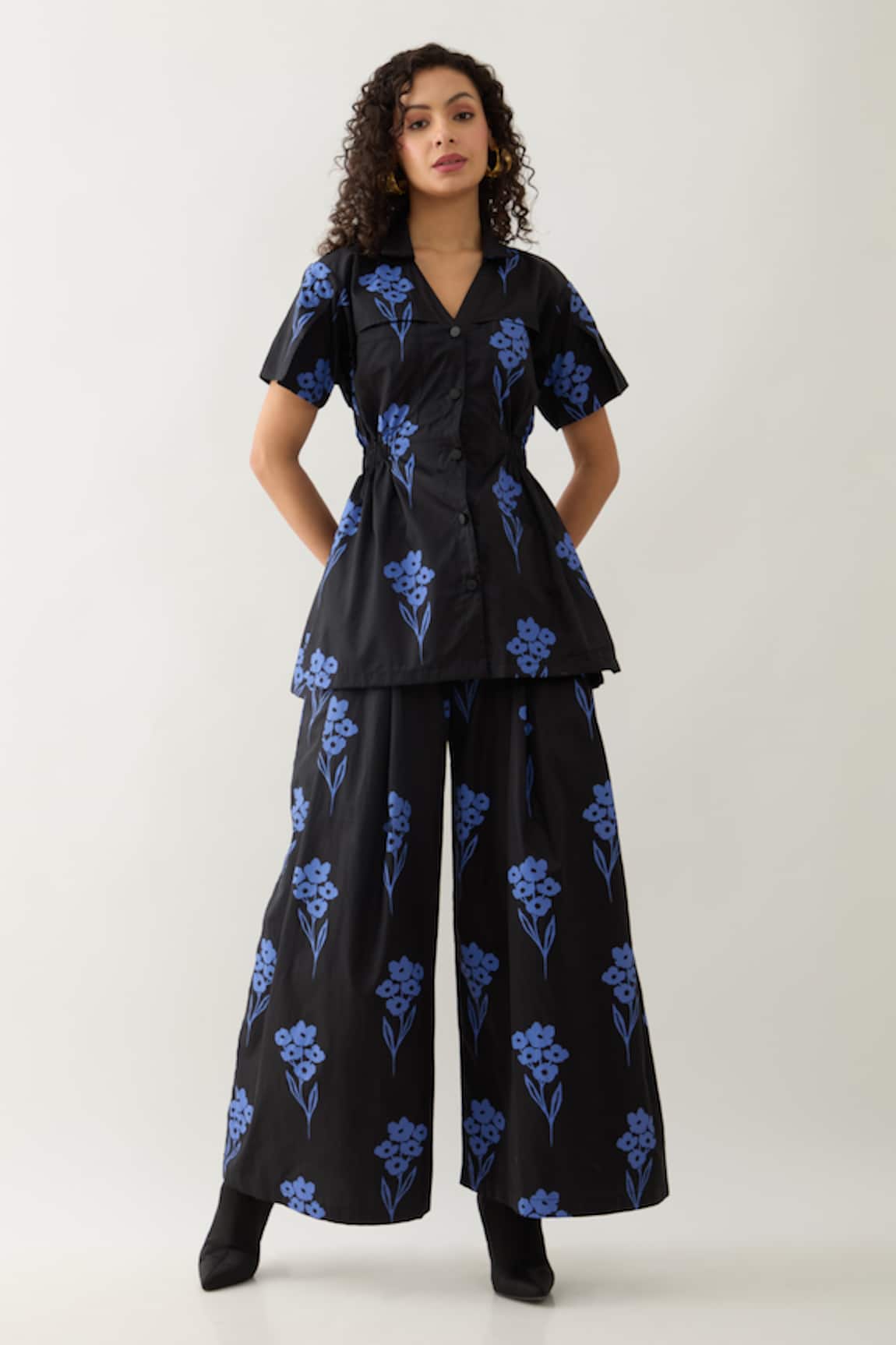 Son of A Noble Snob Black & Blue Farm Print Pant Set 