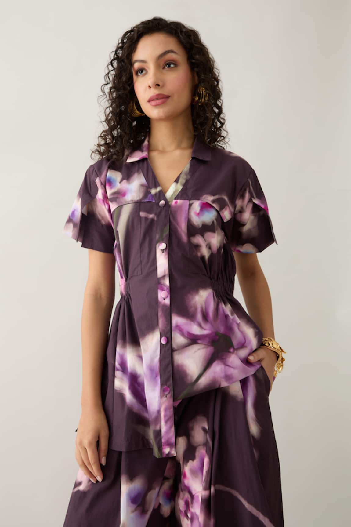Son of A Noble Snob Purple Haze Floral Print Shirt 