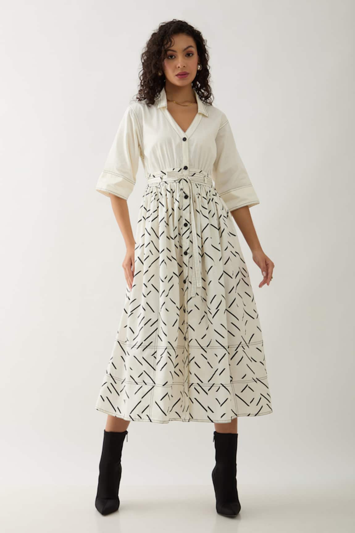 Son of A Noble Snob Delta Pathway Print Midi Dress 