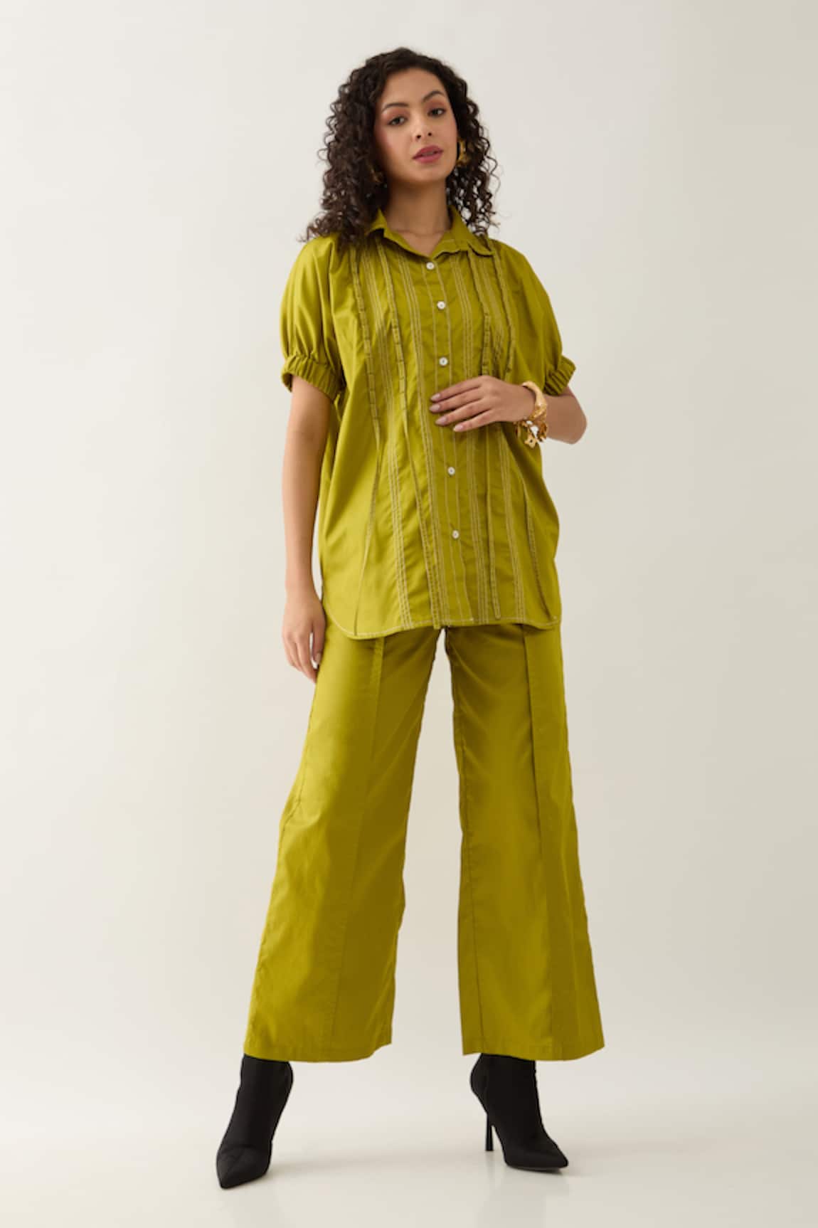 Son of A Noble Snob Leaf Green Demure Co-ord Set 