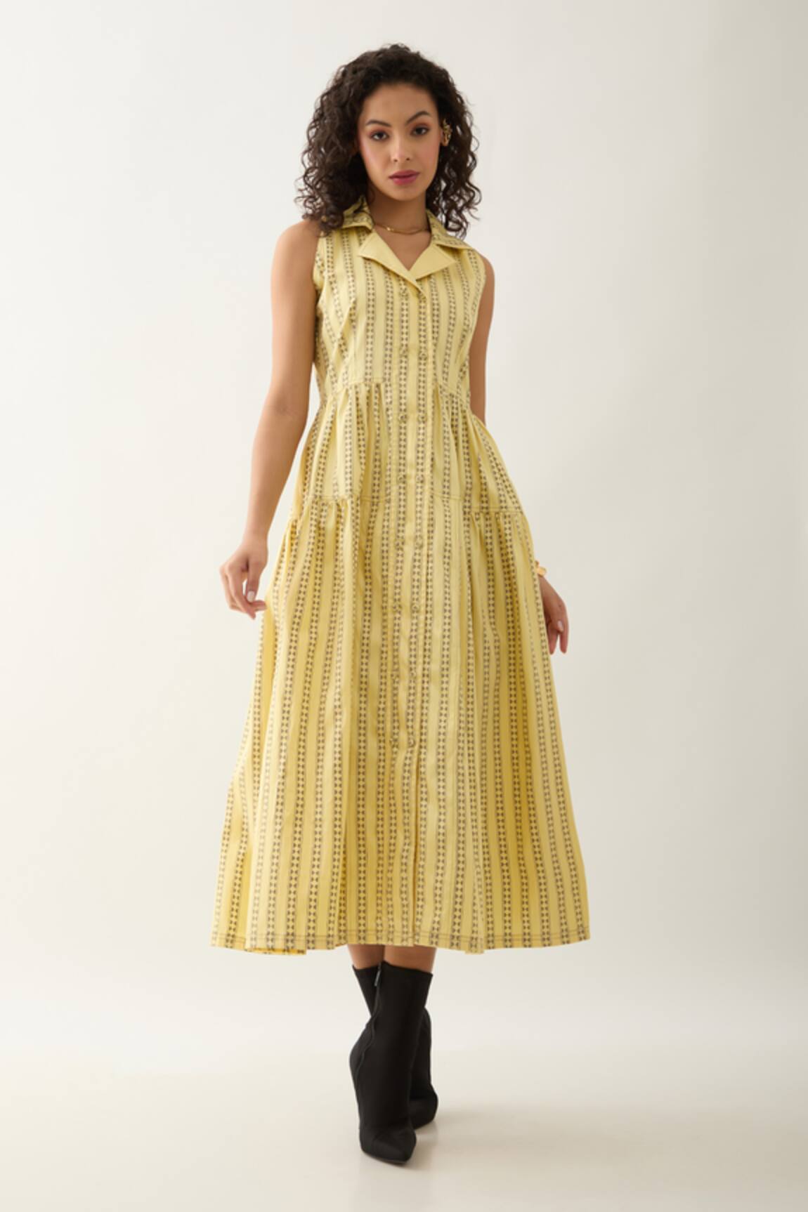 Son of A Noble Snob Liam Catkin Print Midi Dress 