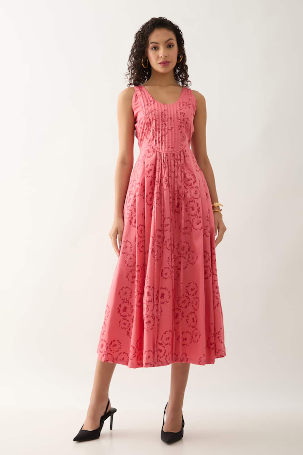 Son of A Noble Snob Naru Salmon Pink Midi Dress 