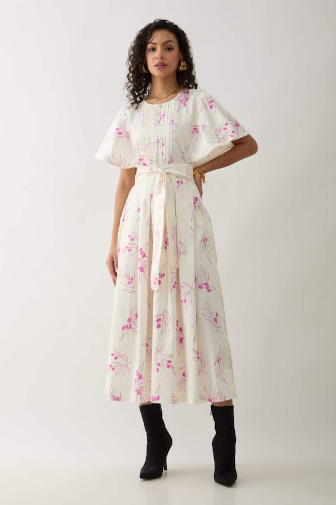 Son of A Noble Snob Grape Print Fit & Flare Midi Dress 