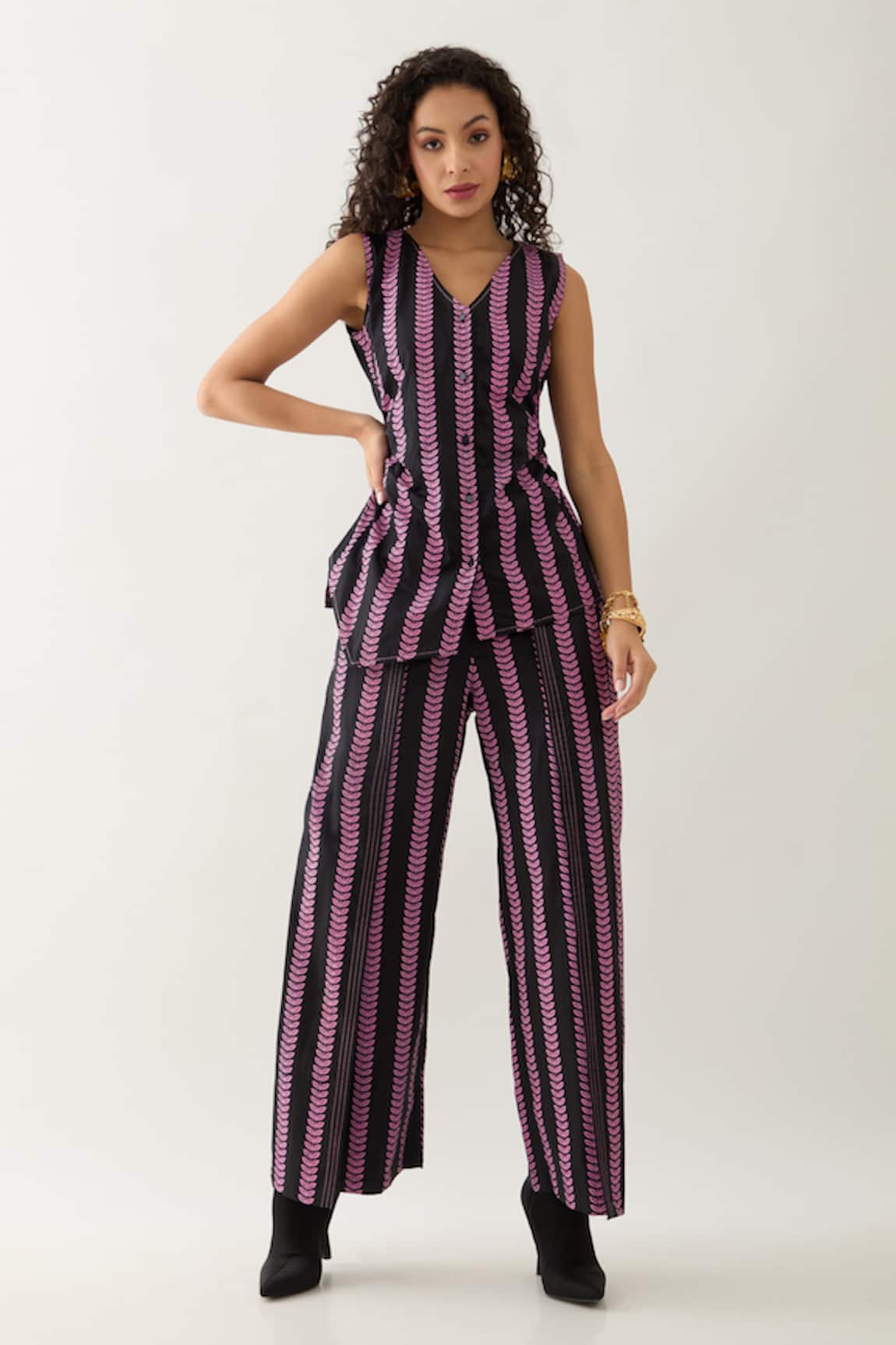 Son of A Noble Snob Noir Black Catkin Print Pant Set 
