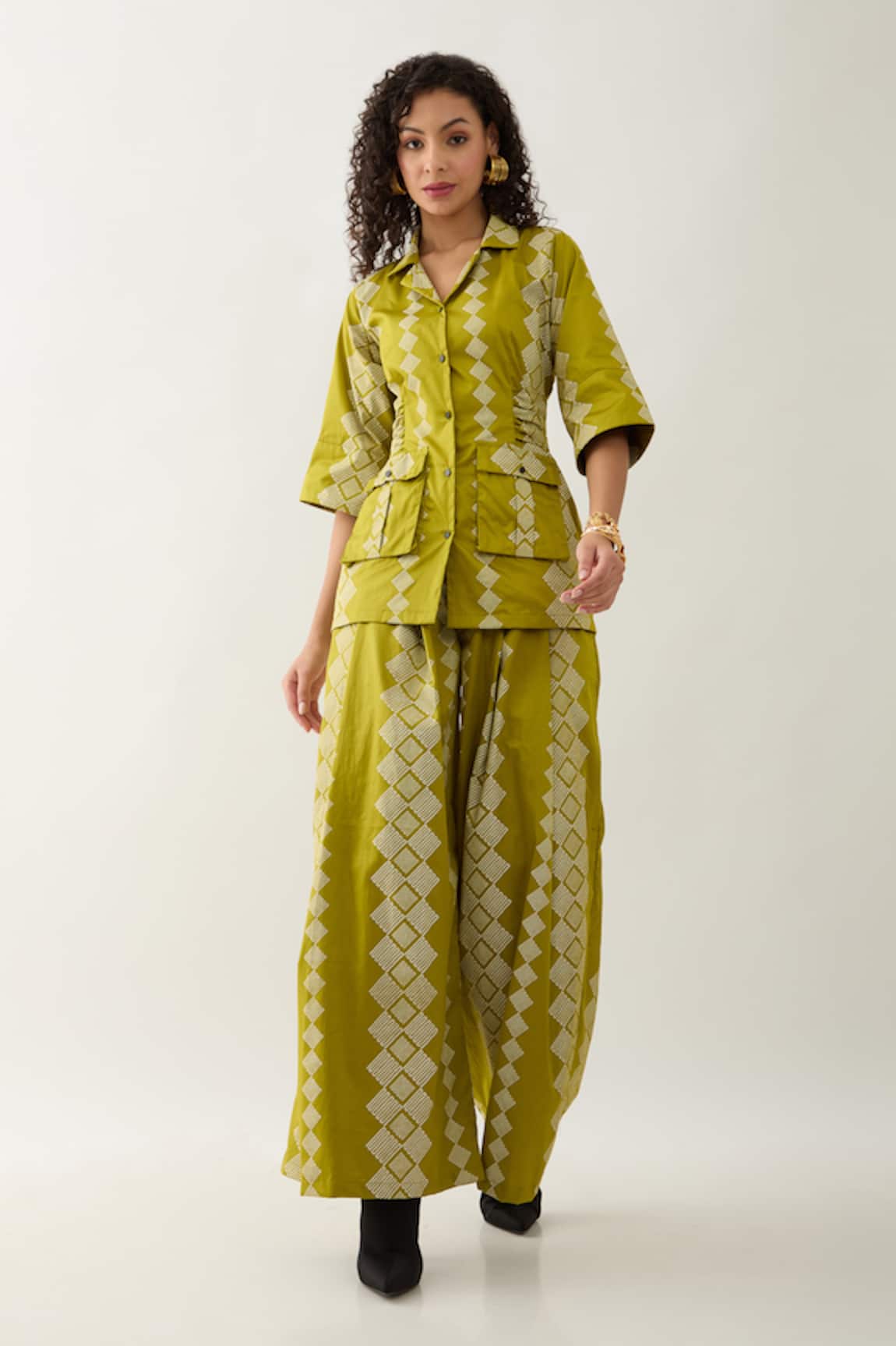 Son of A Noble Snob Leaf Green Barbed Print Rene Set 