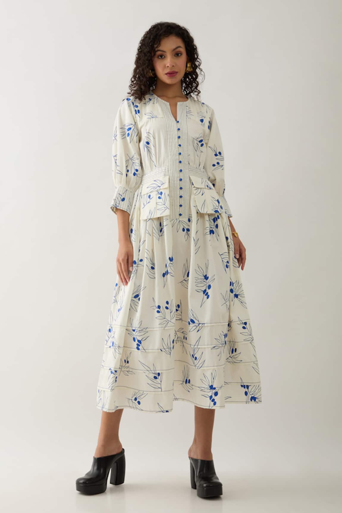 Son of A Noble Snob Grape Print Midi Dress 