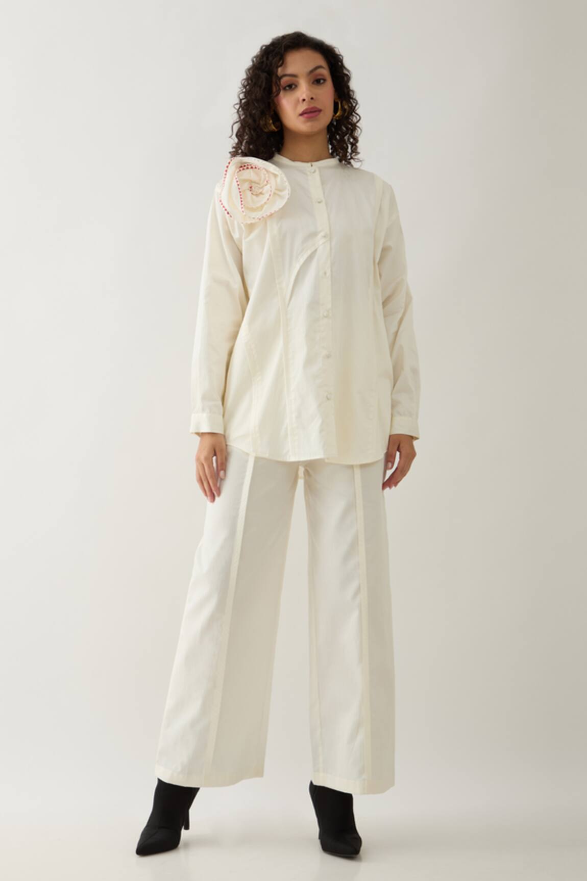Son of A Noble Snob Rosette Asymmetric Panel Shirt 