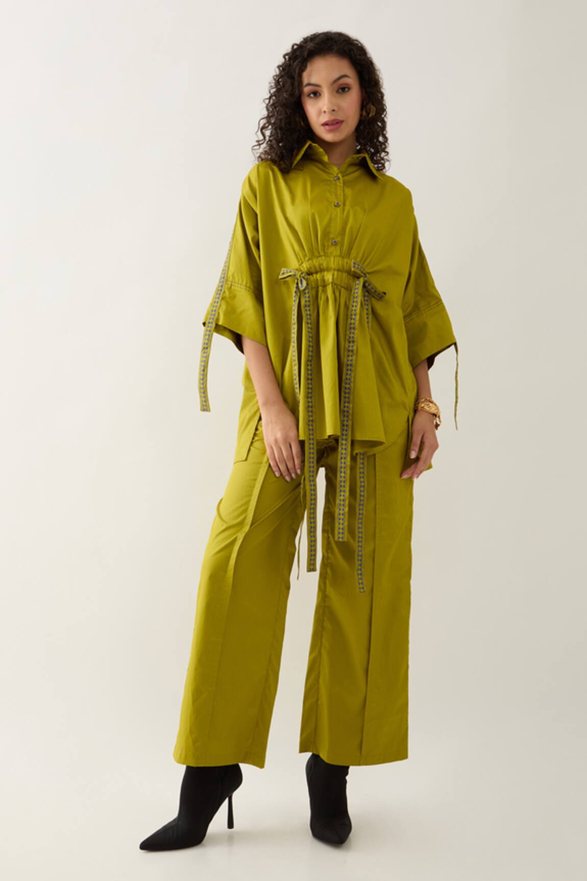 Son of A Noble Snob Leaf Green Relaxed Fit Shirt & Pant Set 
