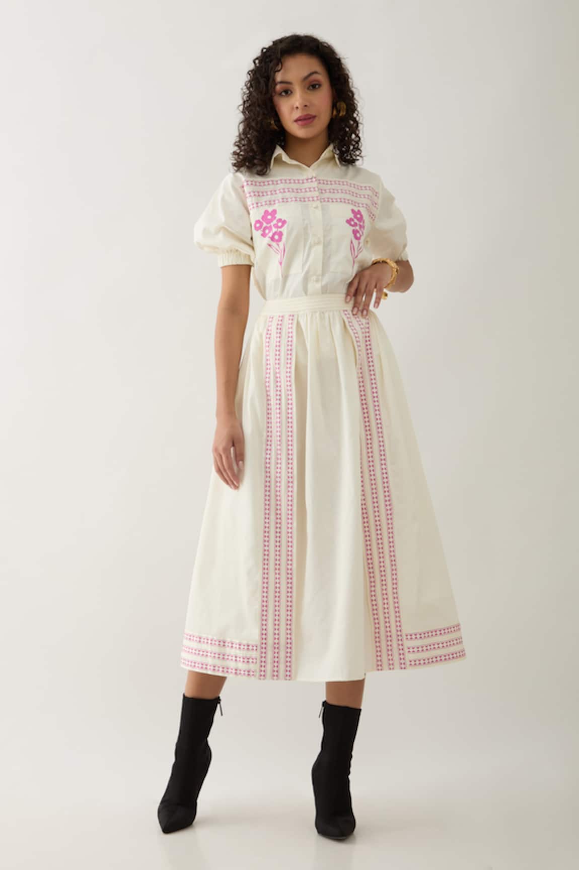 Son of A Noble Snob Spring Farm Print Shirt & Skirt Set 