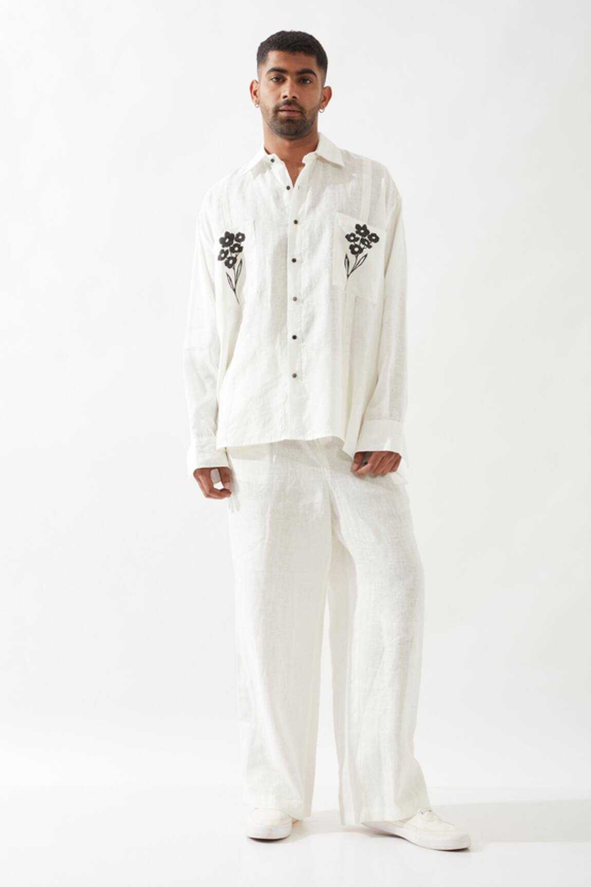 Son of A Noble Snob White Anti Fit Shirt & Trouser Set 