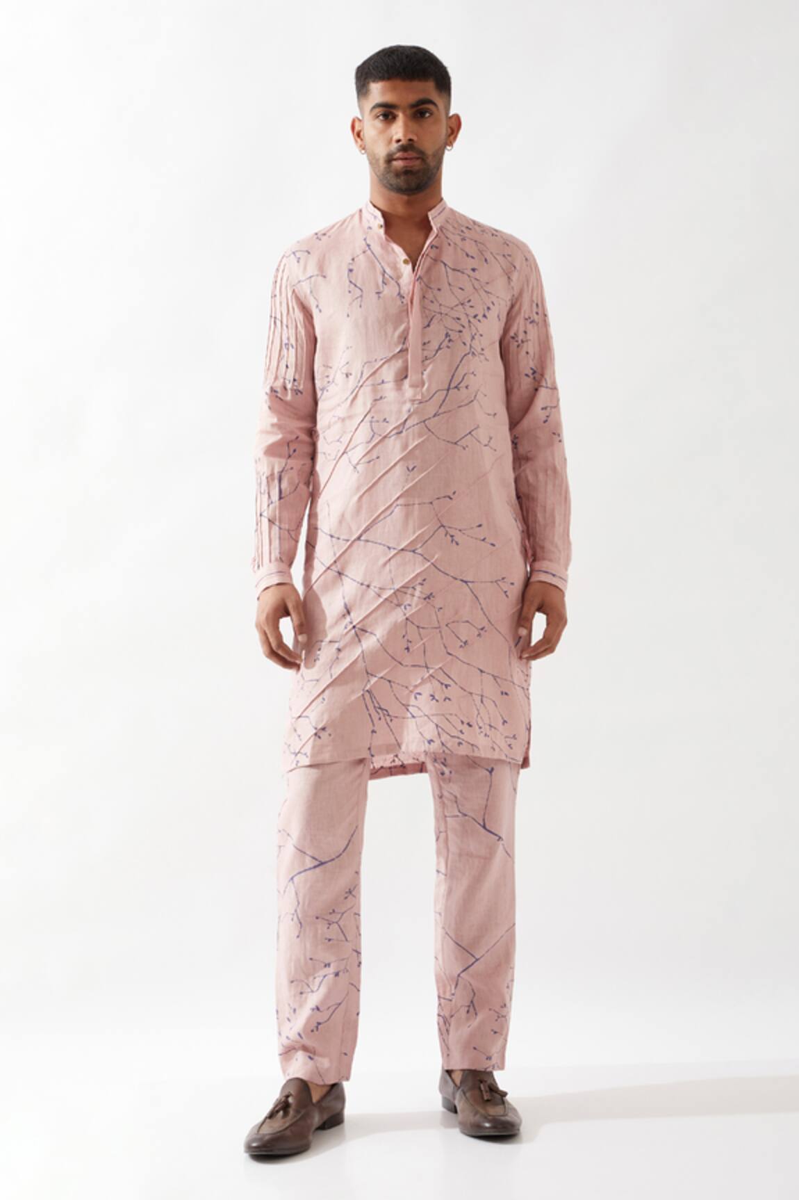 Son of A Noble Snob Pintuck Printed Pink Kurta Set 