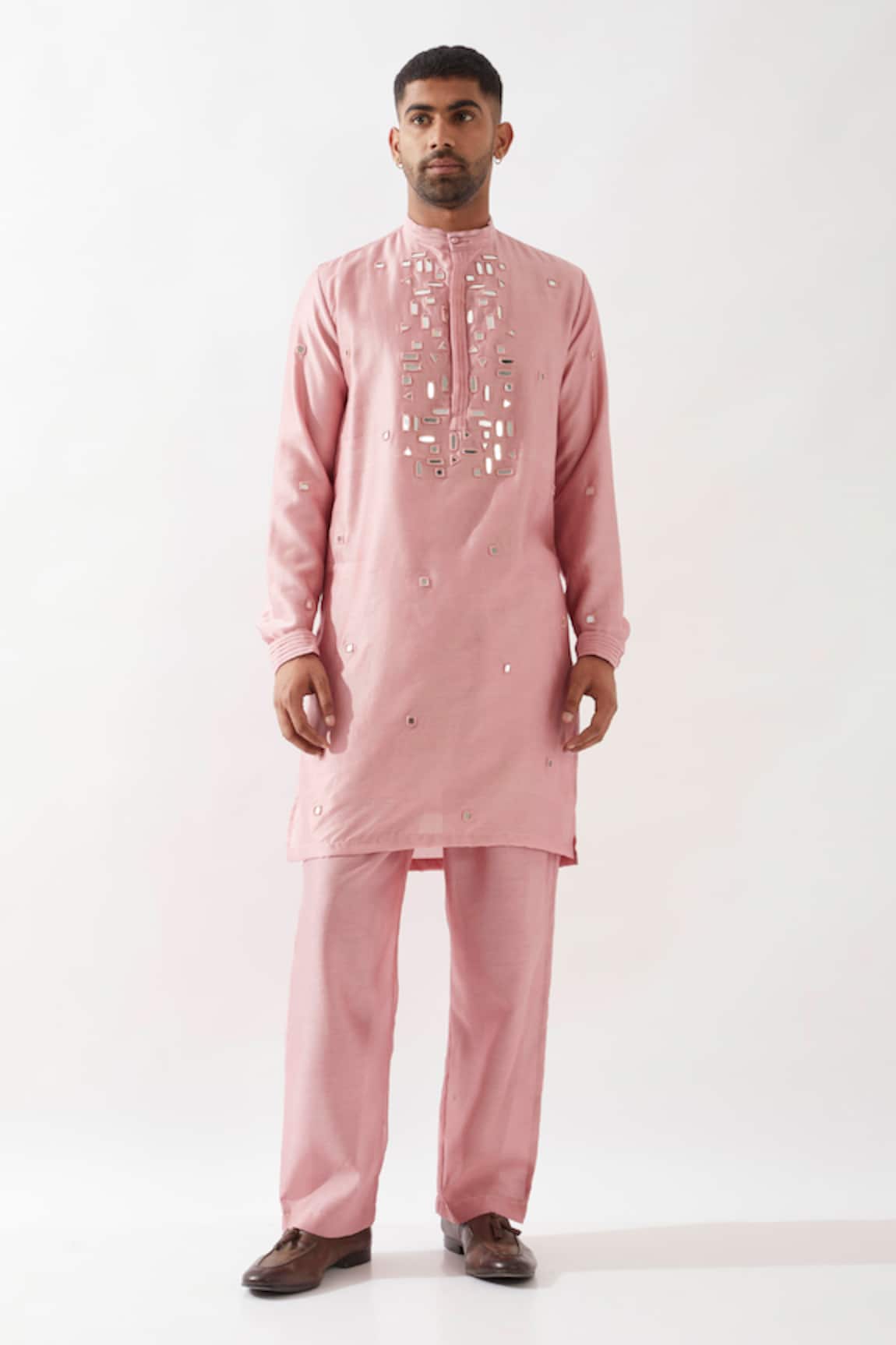 Son of A Noble Snob Hand Embroidered Chanderi Silk Kurta Set 