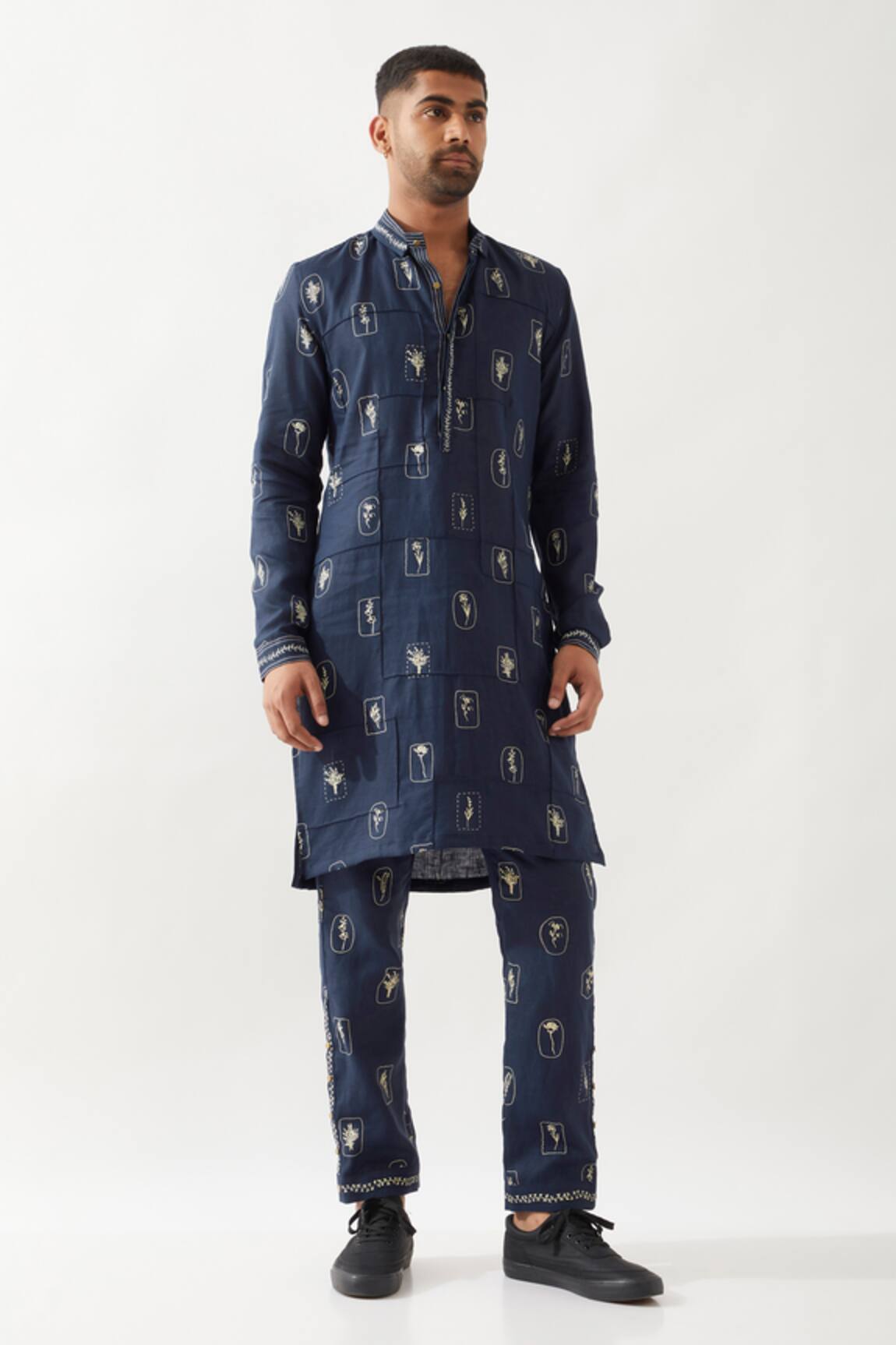 Son of A Noble Snob Slate Stamp Kurta Set 