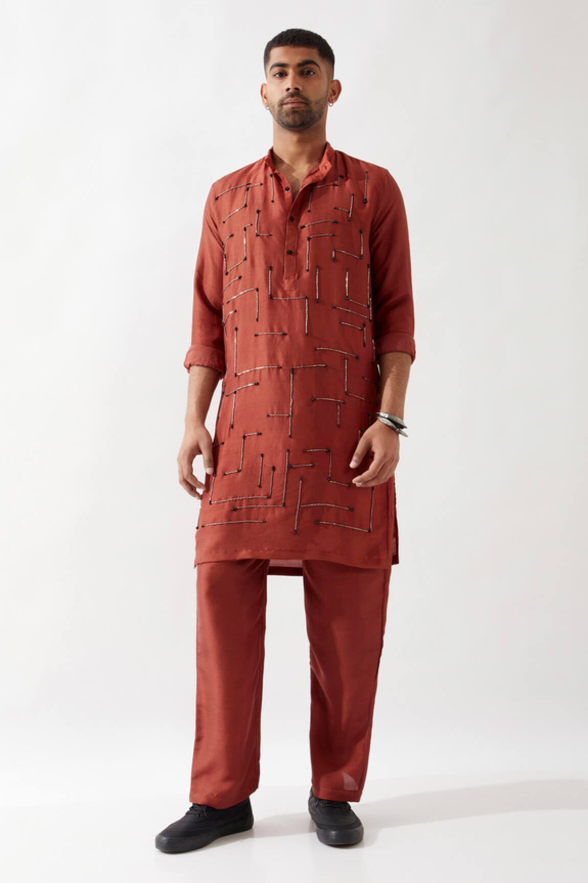 Son of A Noble Snob Embroidered Dupion Silk Kurta Set 