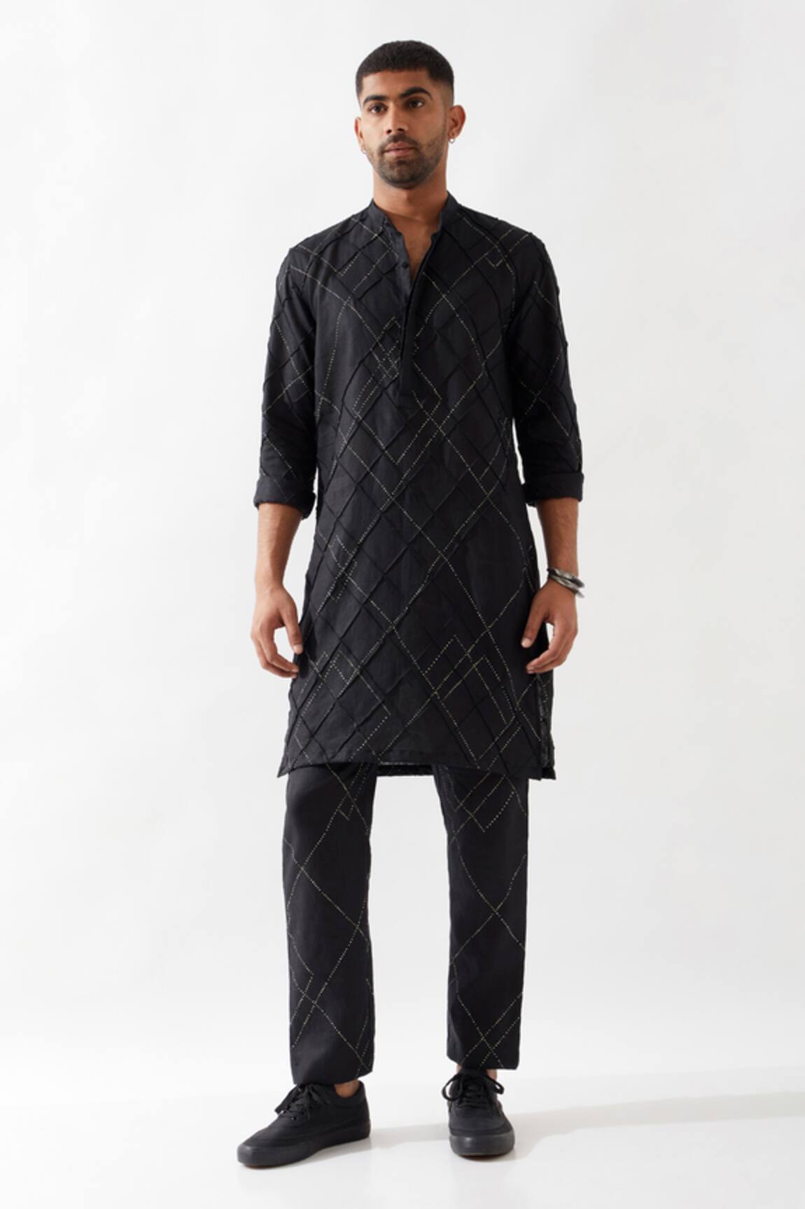 Son of A Noble Snob Black Printed Kurta Set 