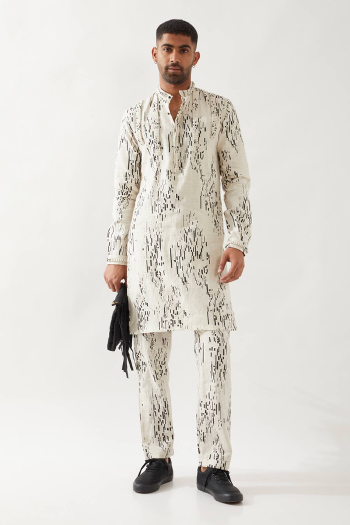 Son of A Noble Snob Ivory Printed Slim Fit Kurta Set 
