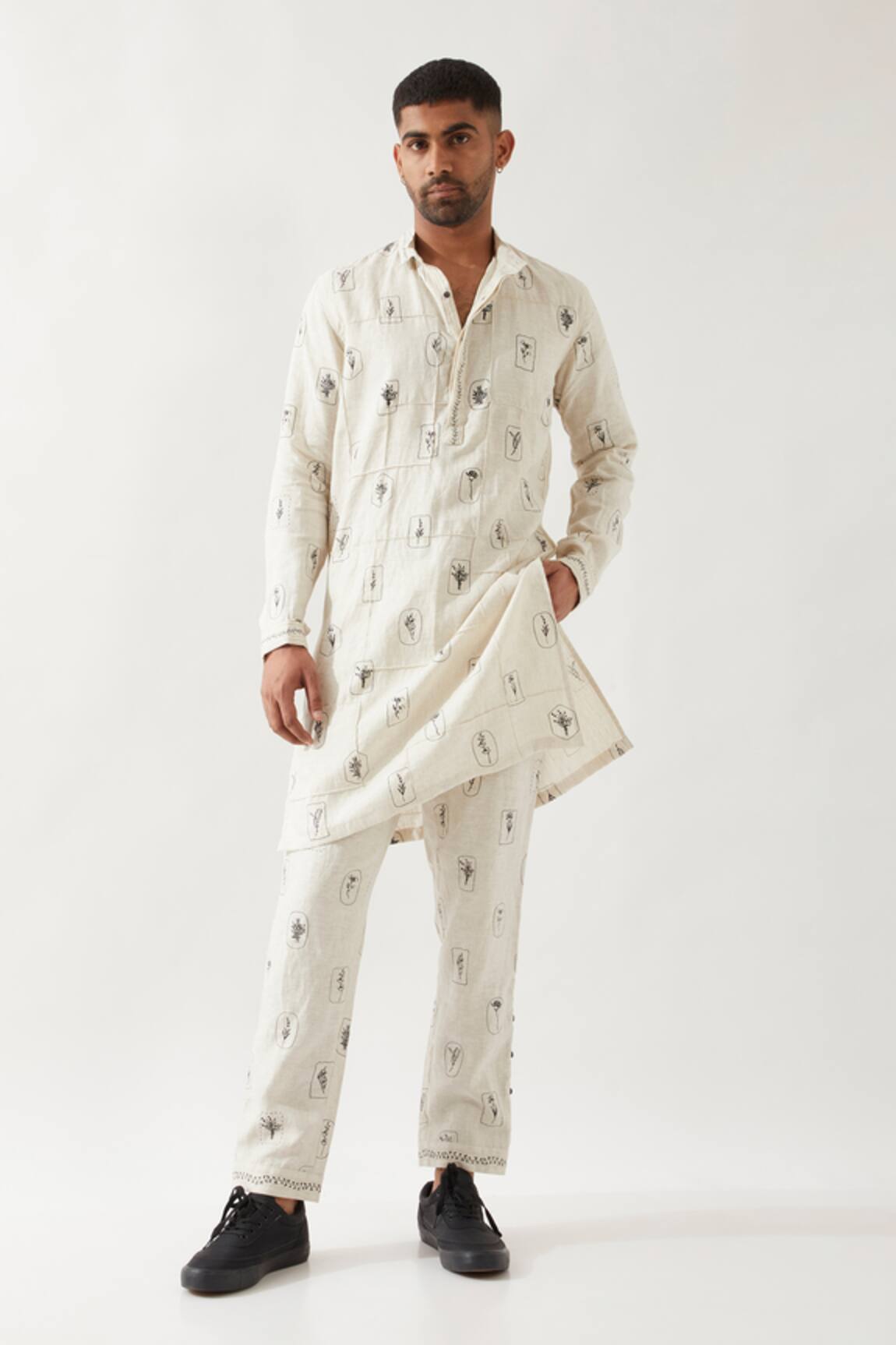 Son of A Noble Snob Slate Stamp Kurta Set 