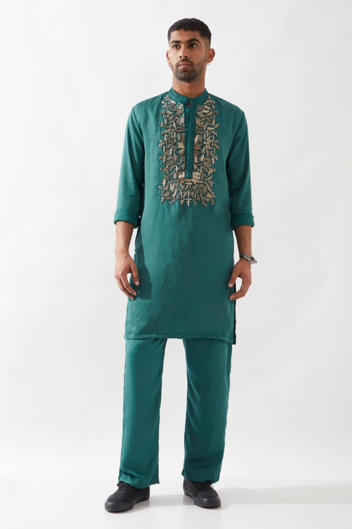 Son of A Noble Snob Embroidered Emerald Kurta Set 