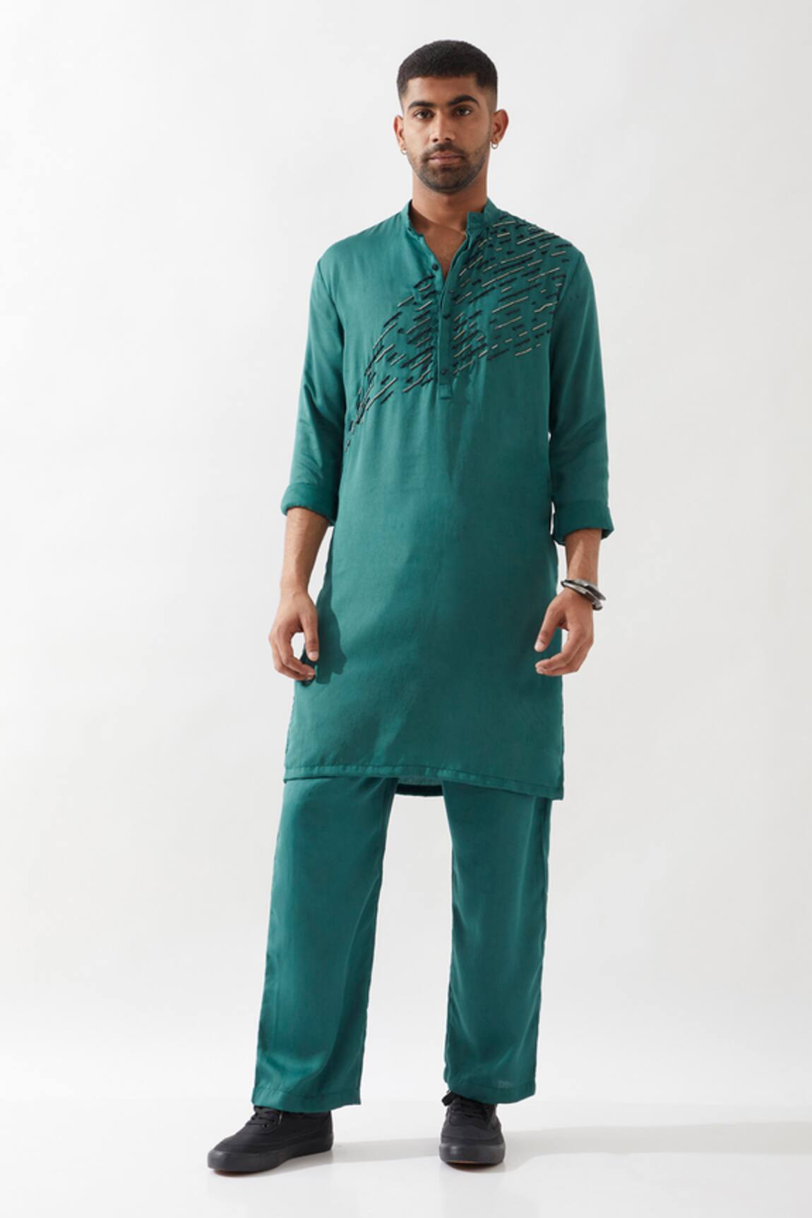 Son of A Noble Snob Embroidered Emerald Kurta Set 