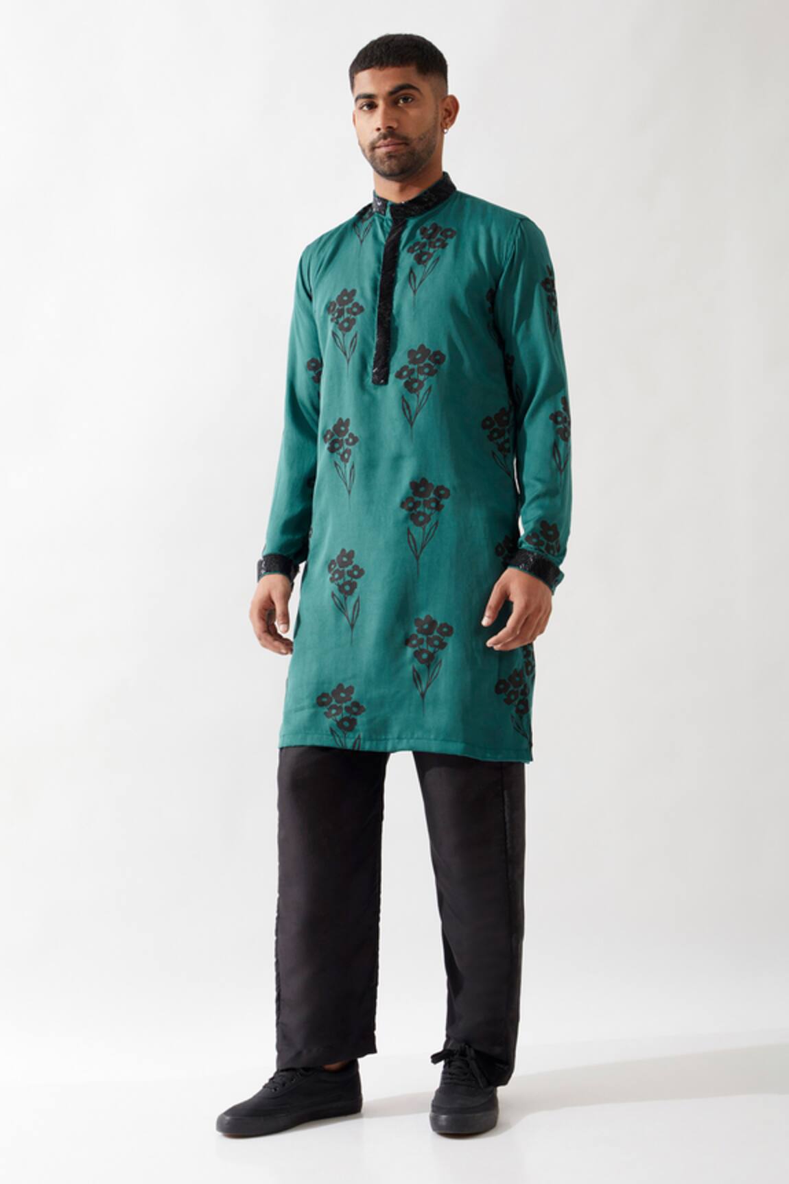 Son of A Noble Snob Emerald Printed Kurta Set 