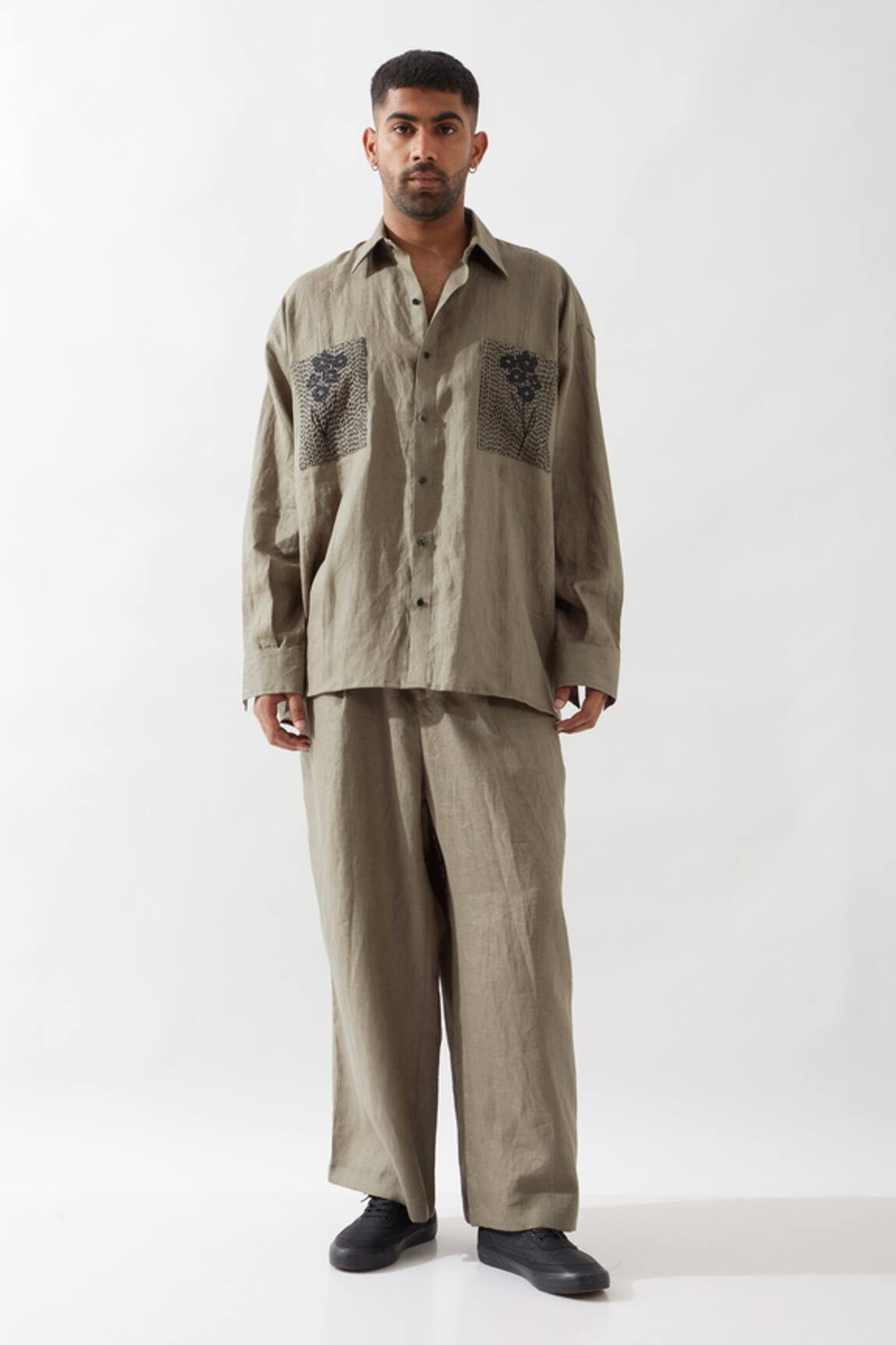 Son of A Noble Snob Olive Anti Fit Shirt & Trouser Set 