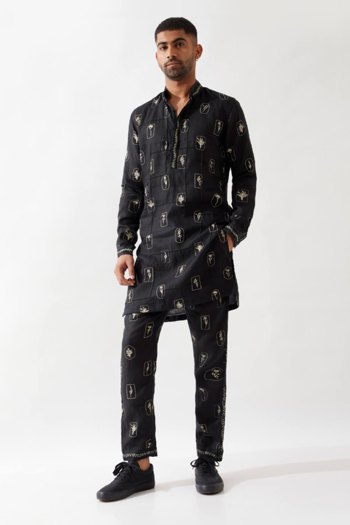Son of A Noble Snob Slate Stamp Kurta Set 