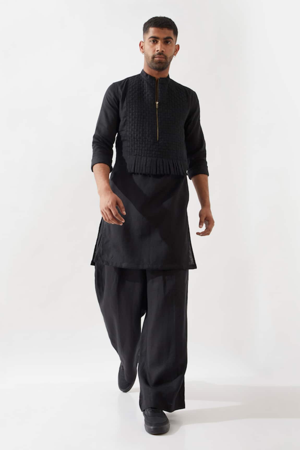 Son of A Noble Snob Black Slim Fit Designer Kurta 