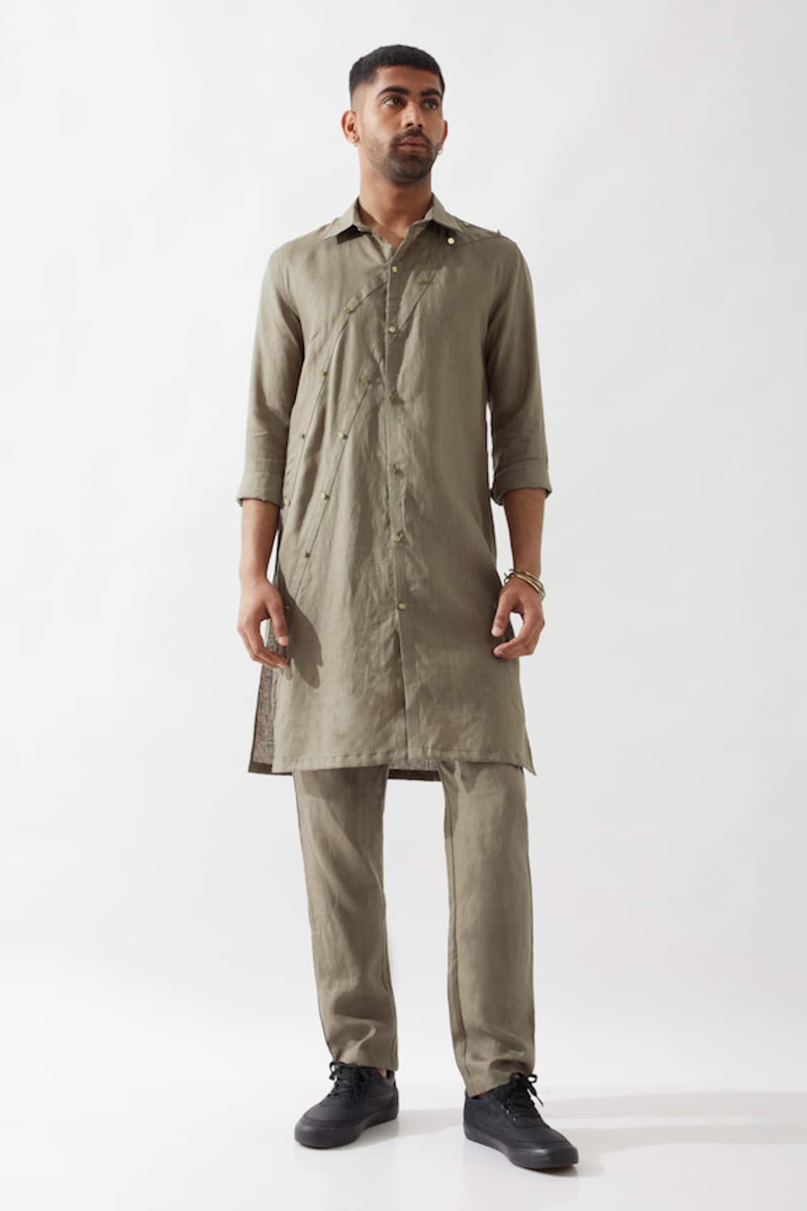 Son of A Noble Snob Olive Slim Fit Harison Kurta 