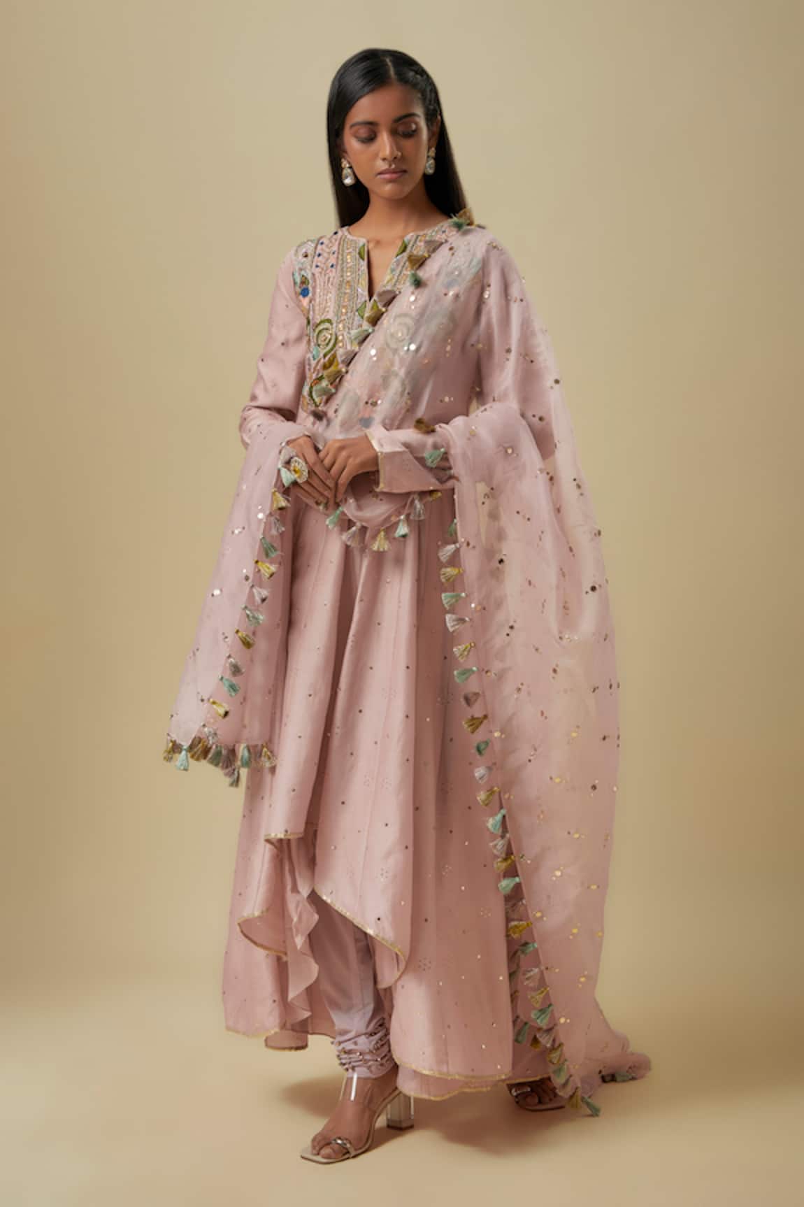 Payal Singhal Embroidered Onion Pink Anarkali Set 
