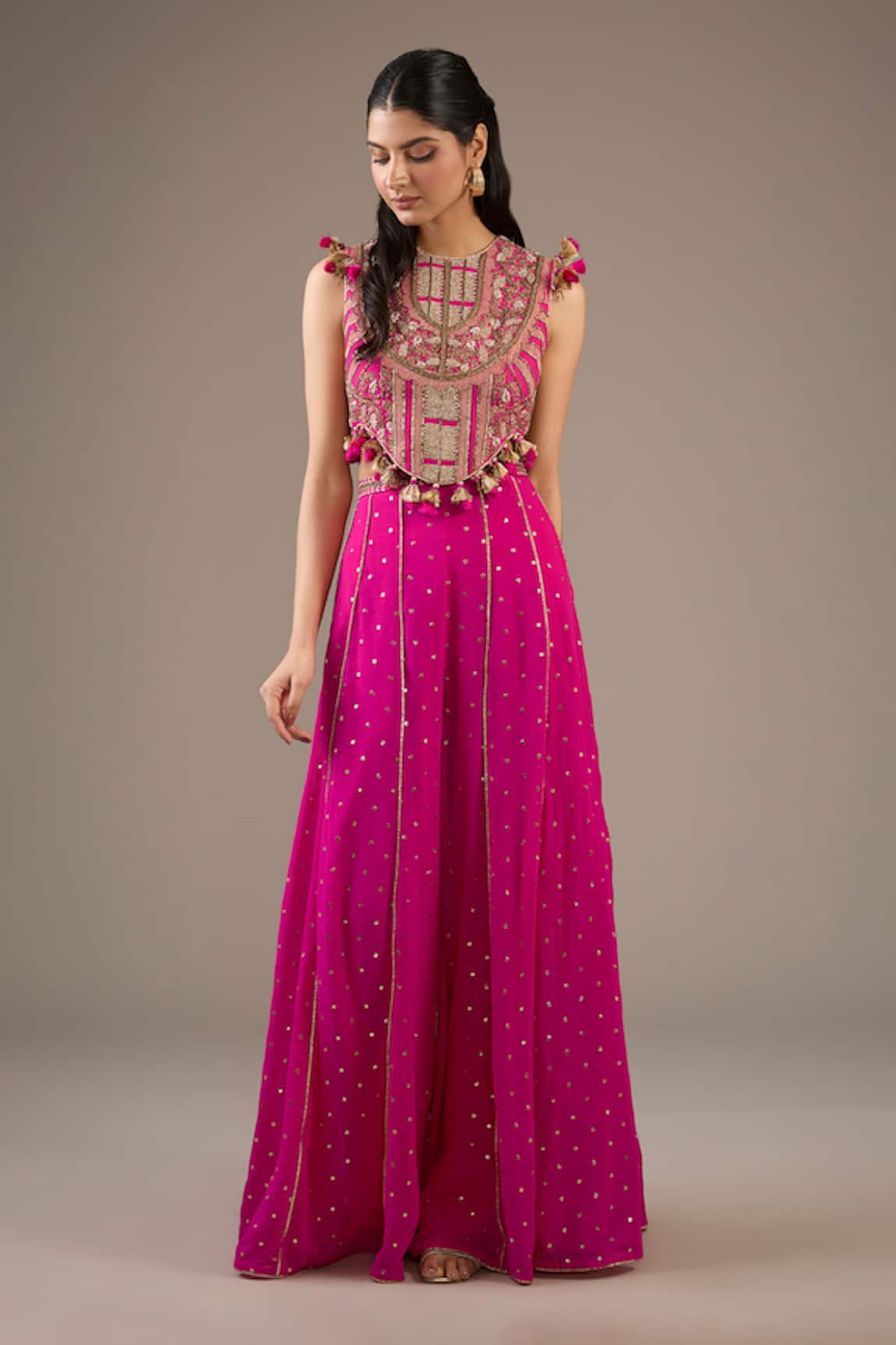 Payal Singhal Embroidered Hot Pink Sharara Set