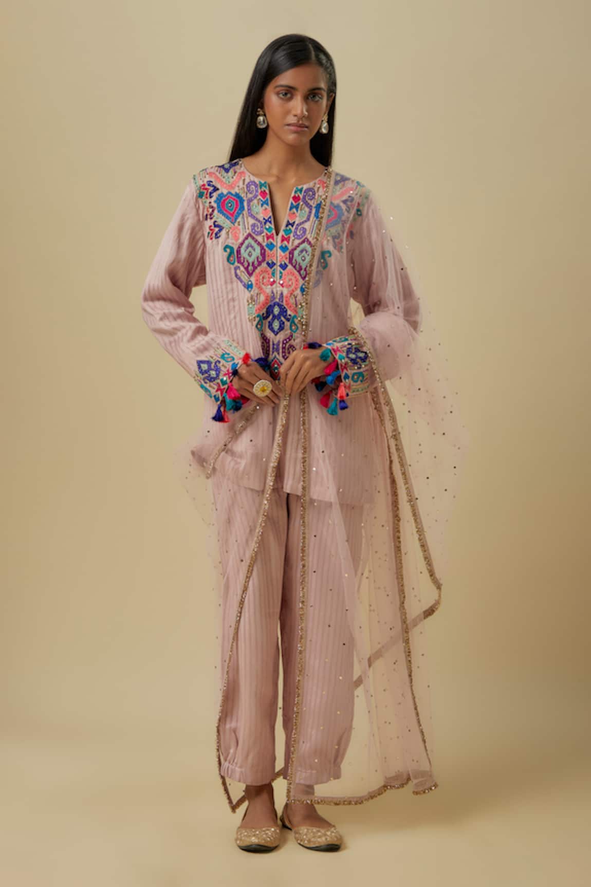 Payal Singhal Embroidered Onion Pink Kurta Set 