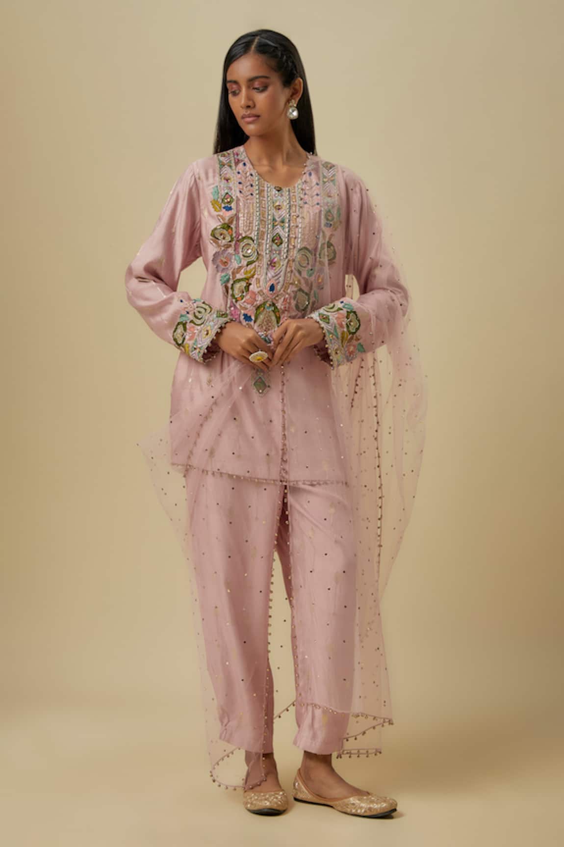 Payal Singhal Embroidered Onion Pink Kurta Set 