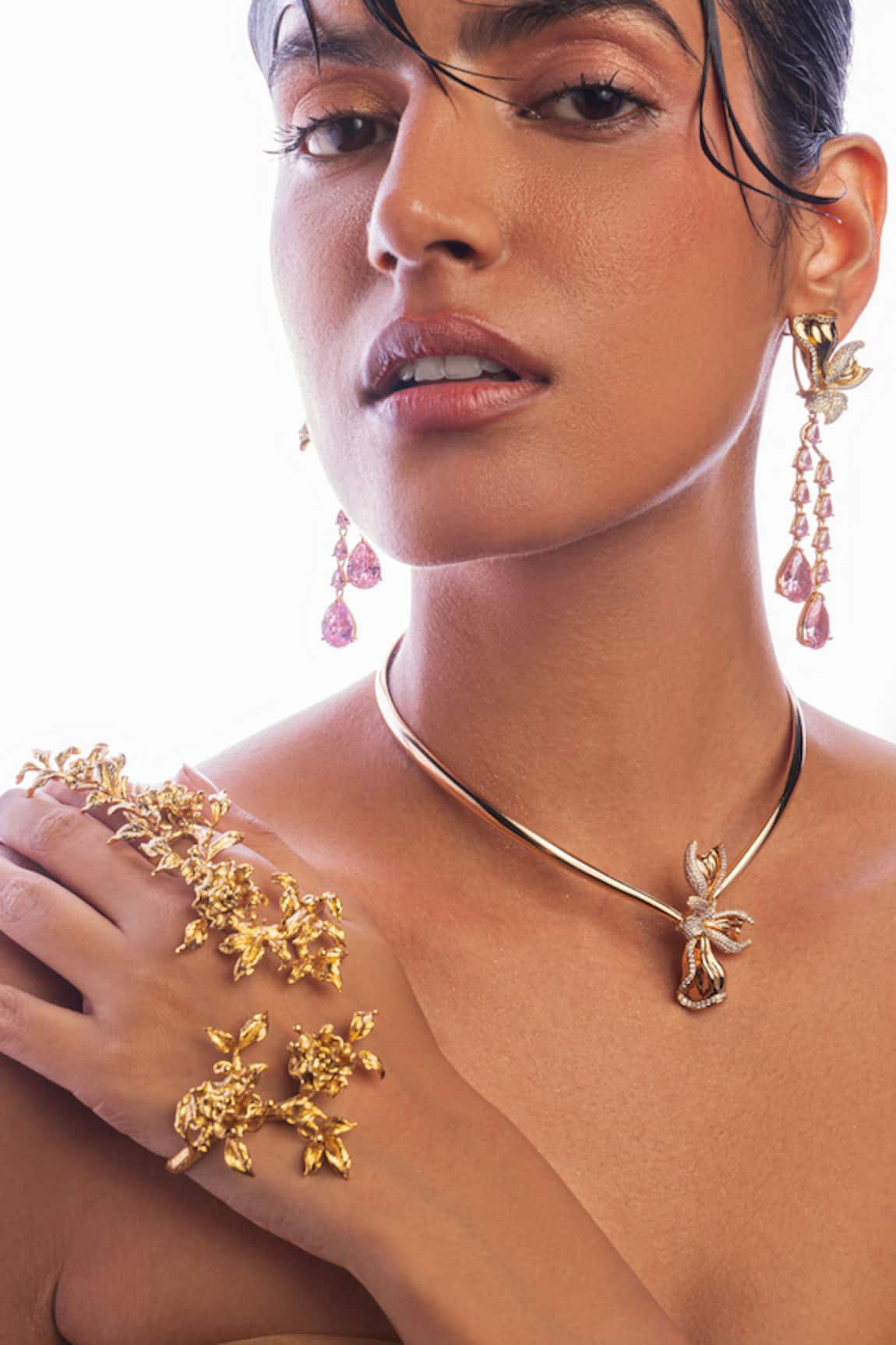 Opalina Soulful Jewellery Blossom Hand Harness in 22k Rose Gold 