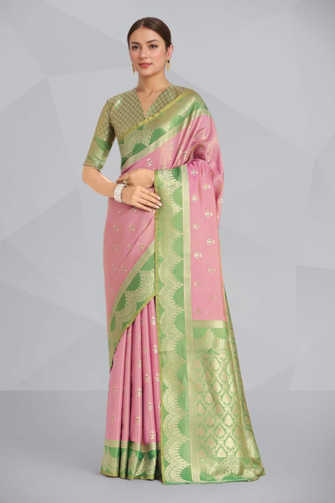 Samyukta Singhania Mauve Pink Banarasi Tissue Silk Saree 